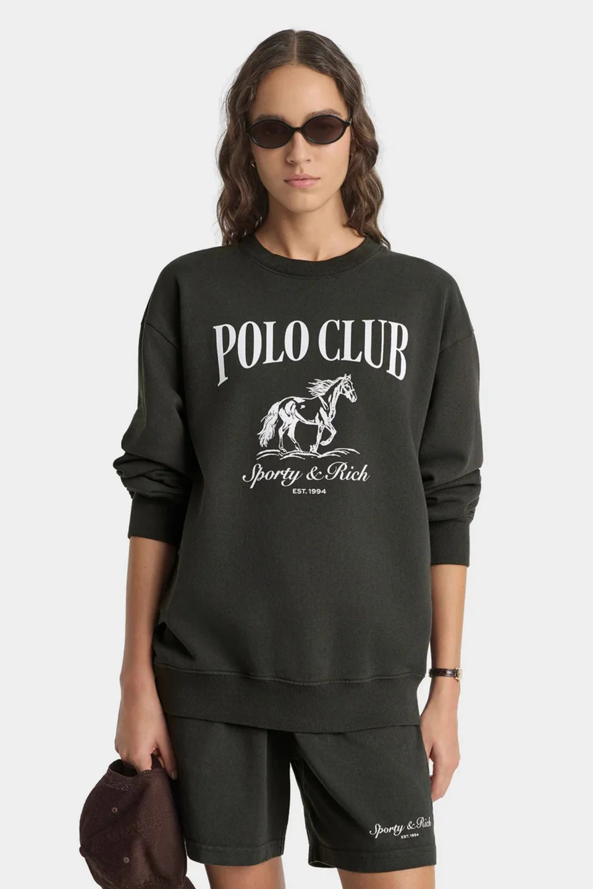 Sporty & Rich Stallion Crewneck - Faded Black - Image 2