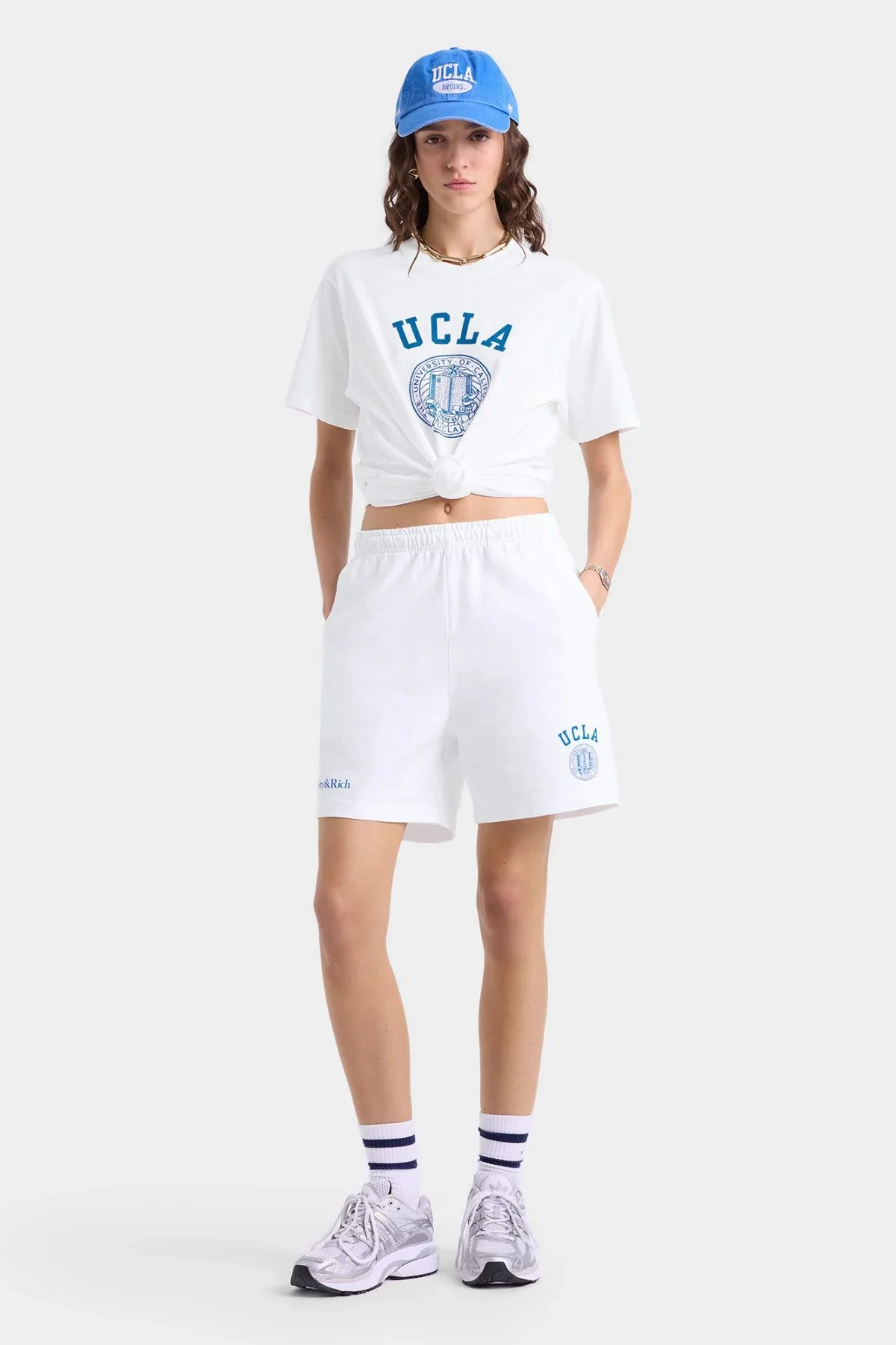 Sporty & Rich UCLA Crest Gym Short - White - Image 3