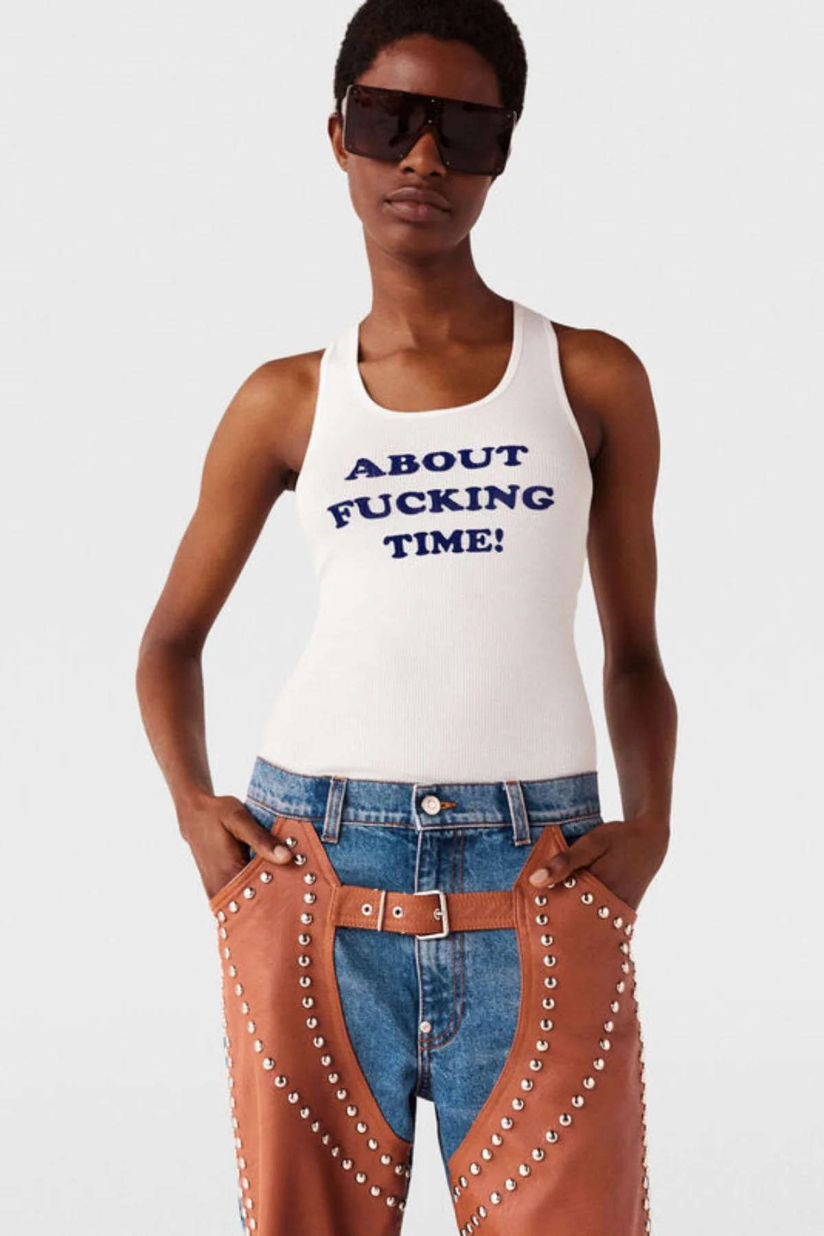 Stella McCartney About Fucking Time Tank Top - White/ Blue - Image 3