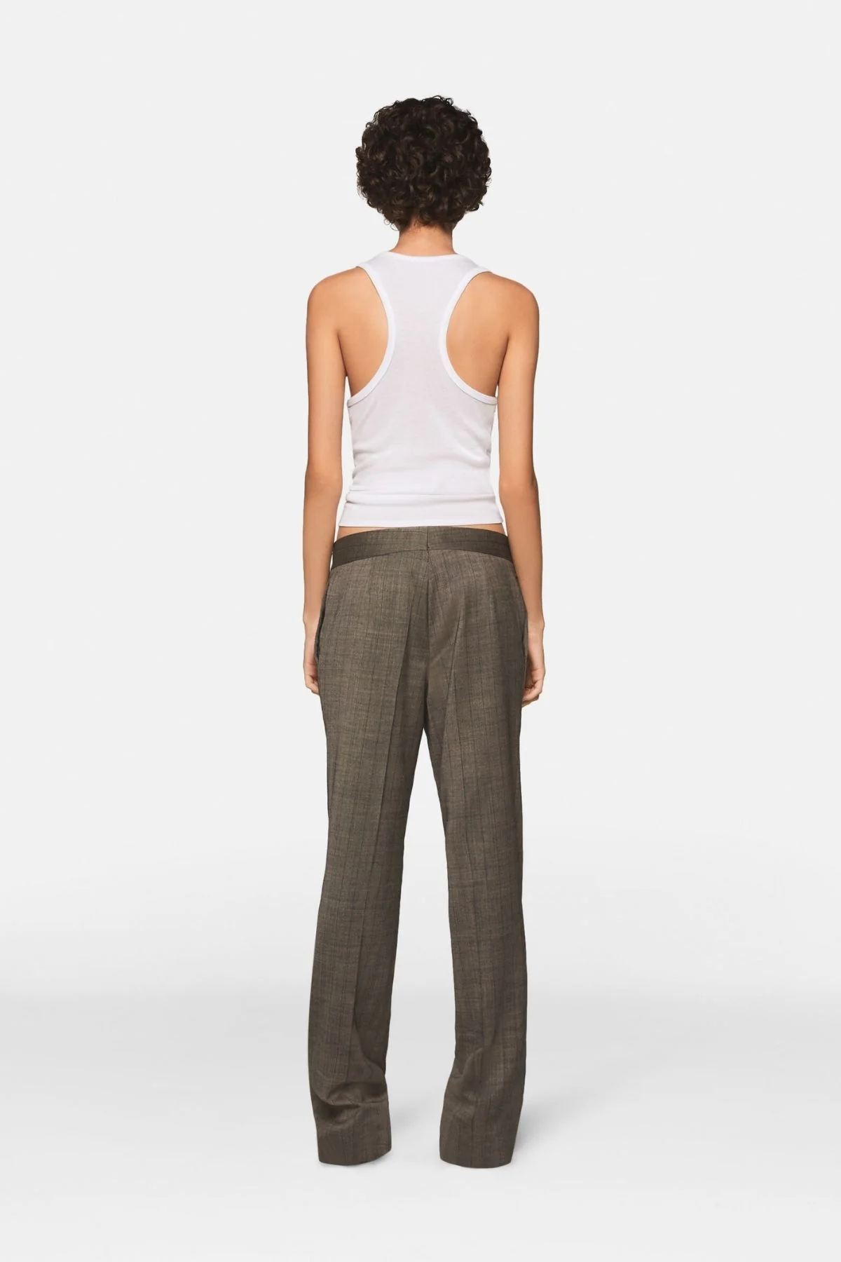 Stella McCartney Checked Straight-Leg Wool Trousers - Stone - Image 3