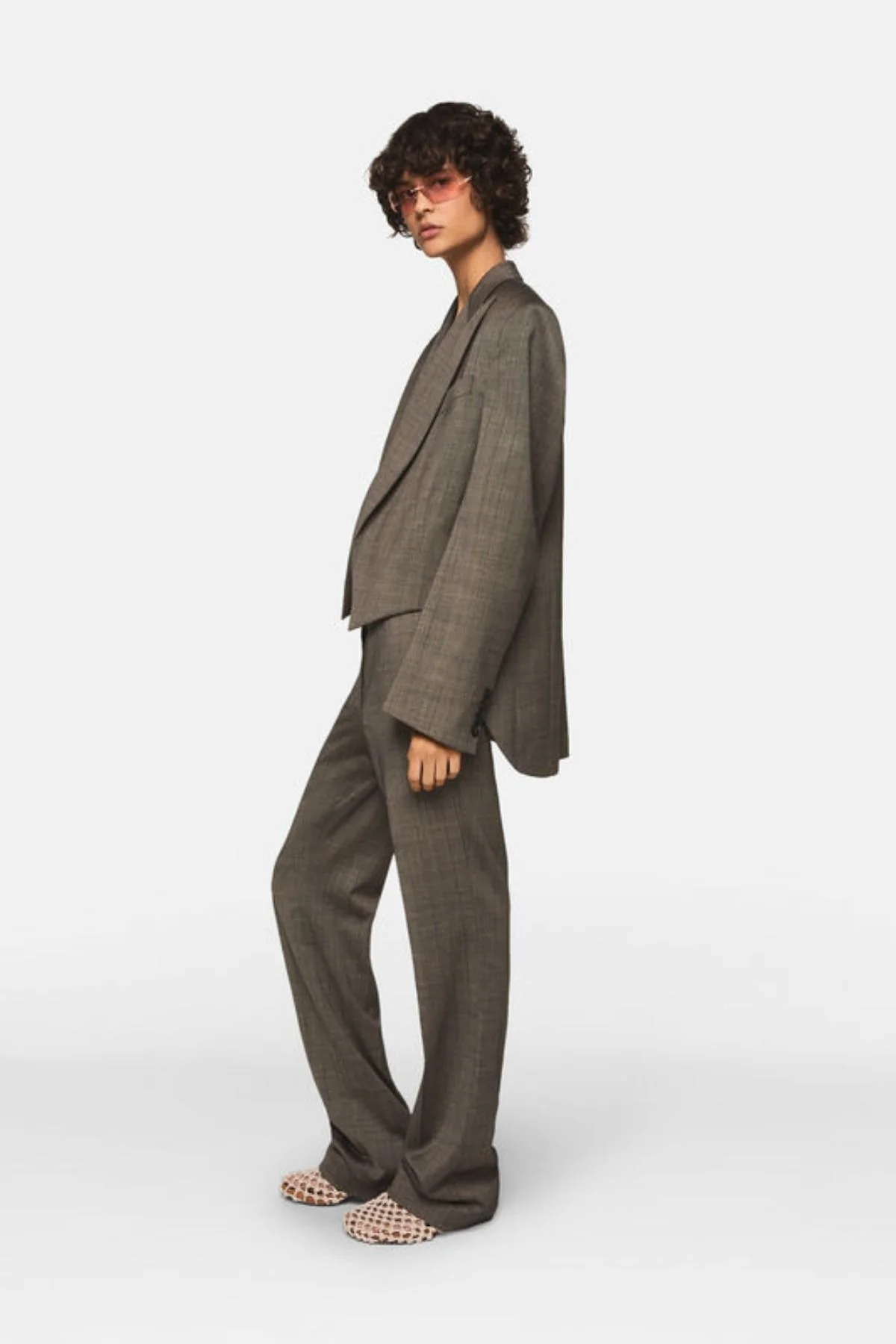 Stella McCartney Checked Straight-Leg Wool Trousers - Stone - Image 4