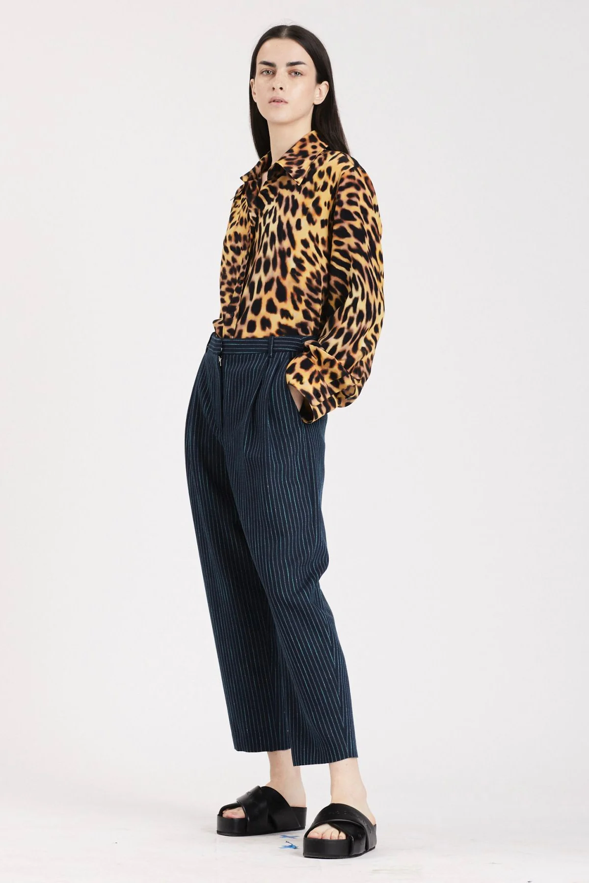 Stella McCartney Cheetah Print Silk Collared Shirt - Tortoiseshell - Image 2