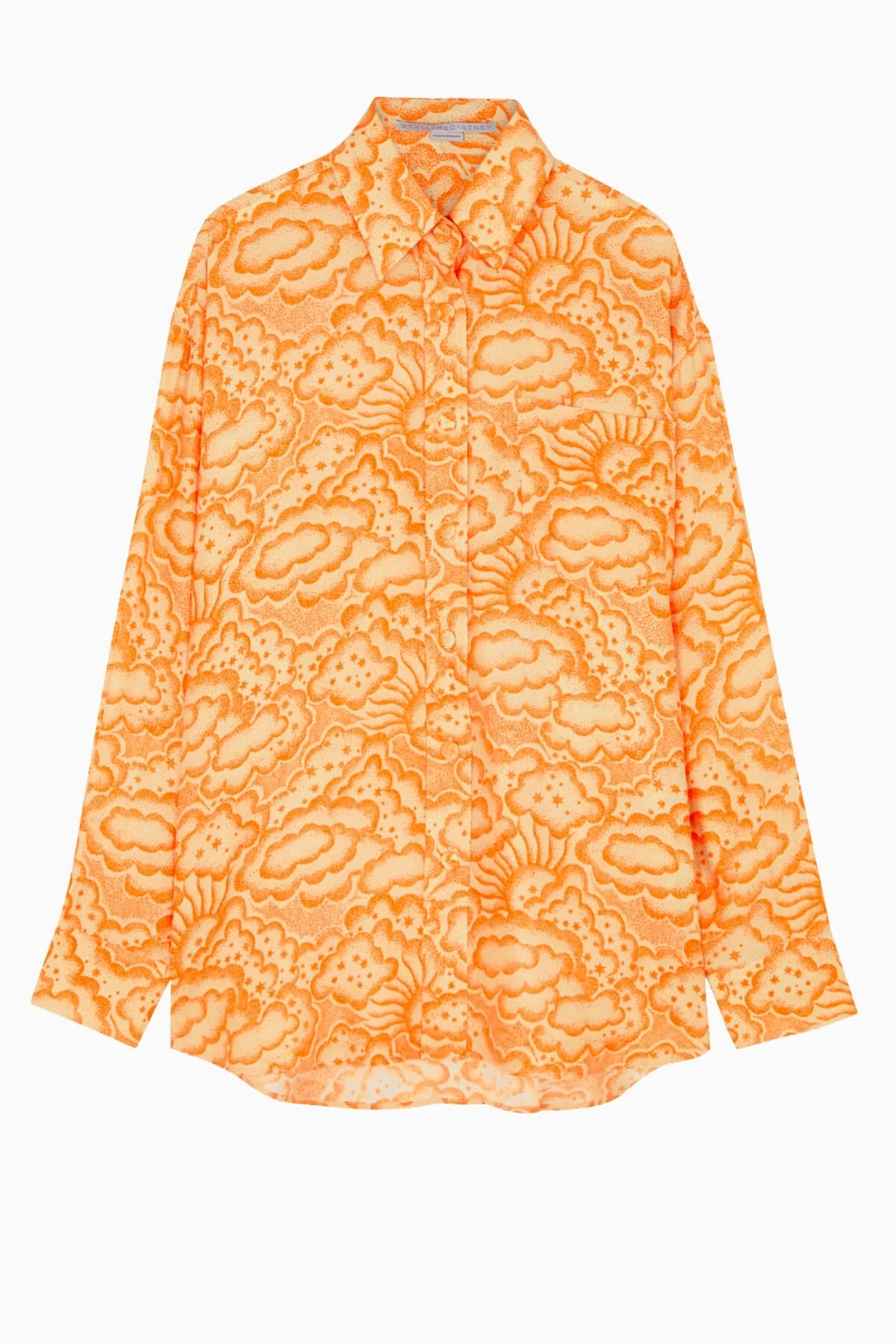 Stella McCartney Cloud Print Oversized Silk Shirt - Multi Orange