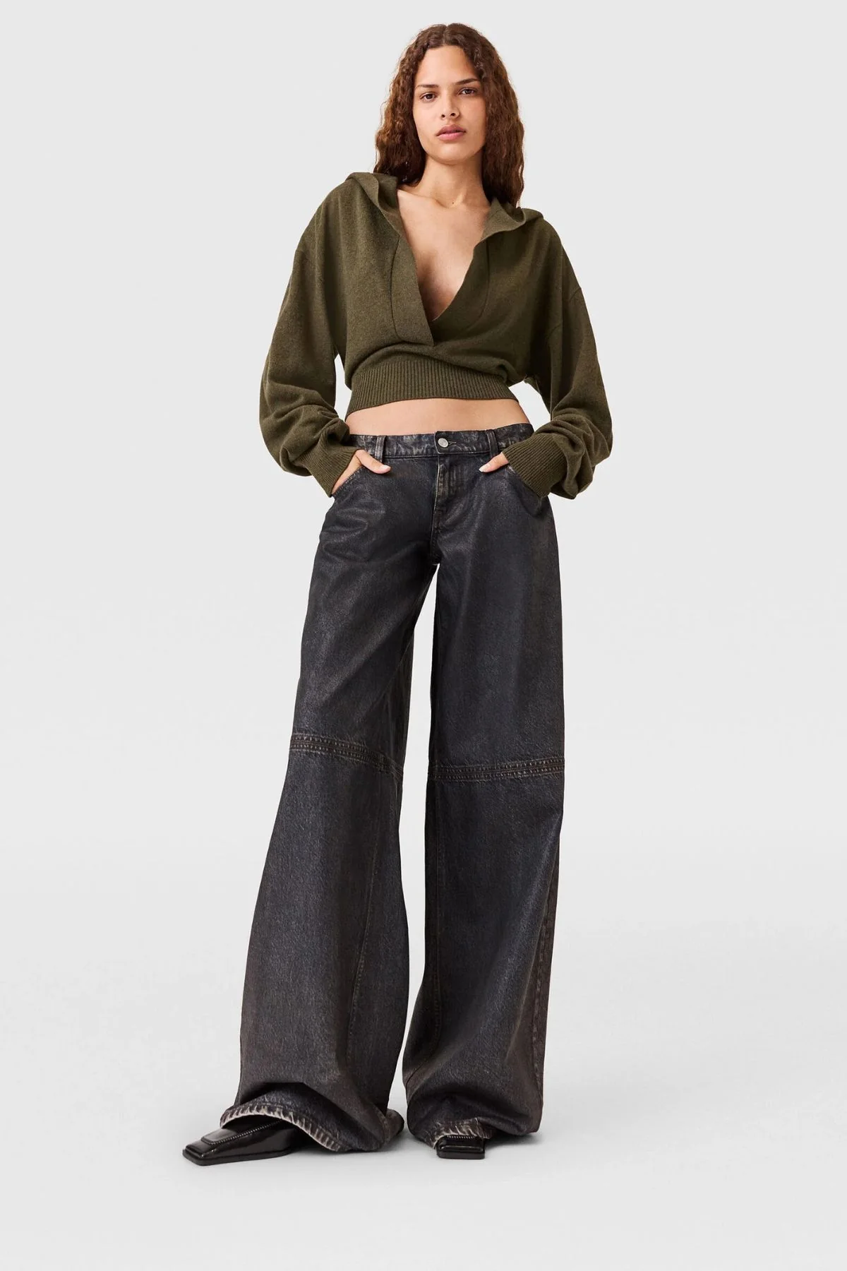 Stella McCartney Cosy Knit Hoodie - Dark Khaki - Image 2