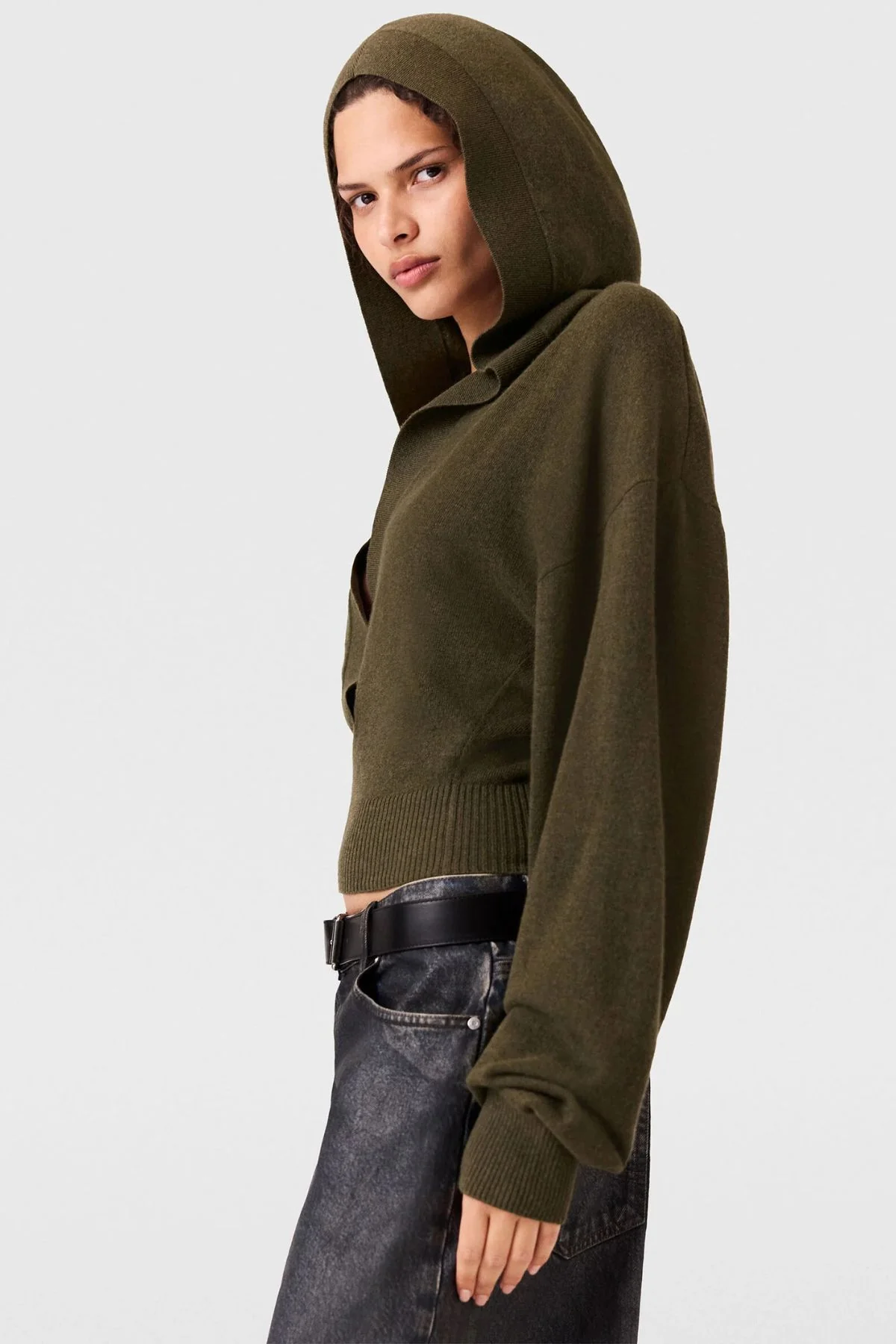 Stella McCartney Cosy Knit Hoodie - Dark Khaki - Image 3