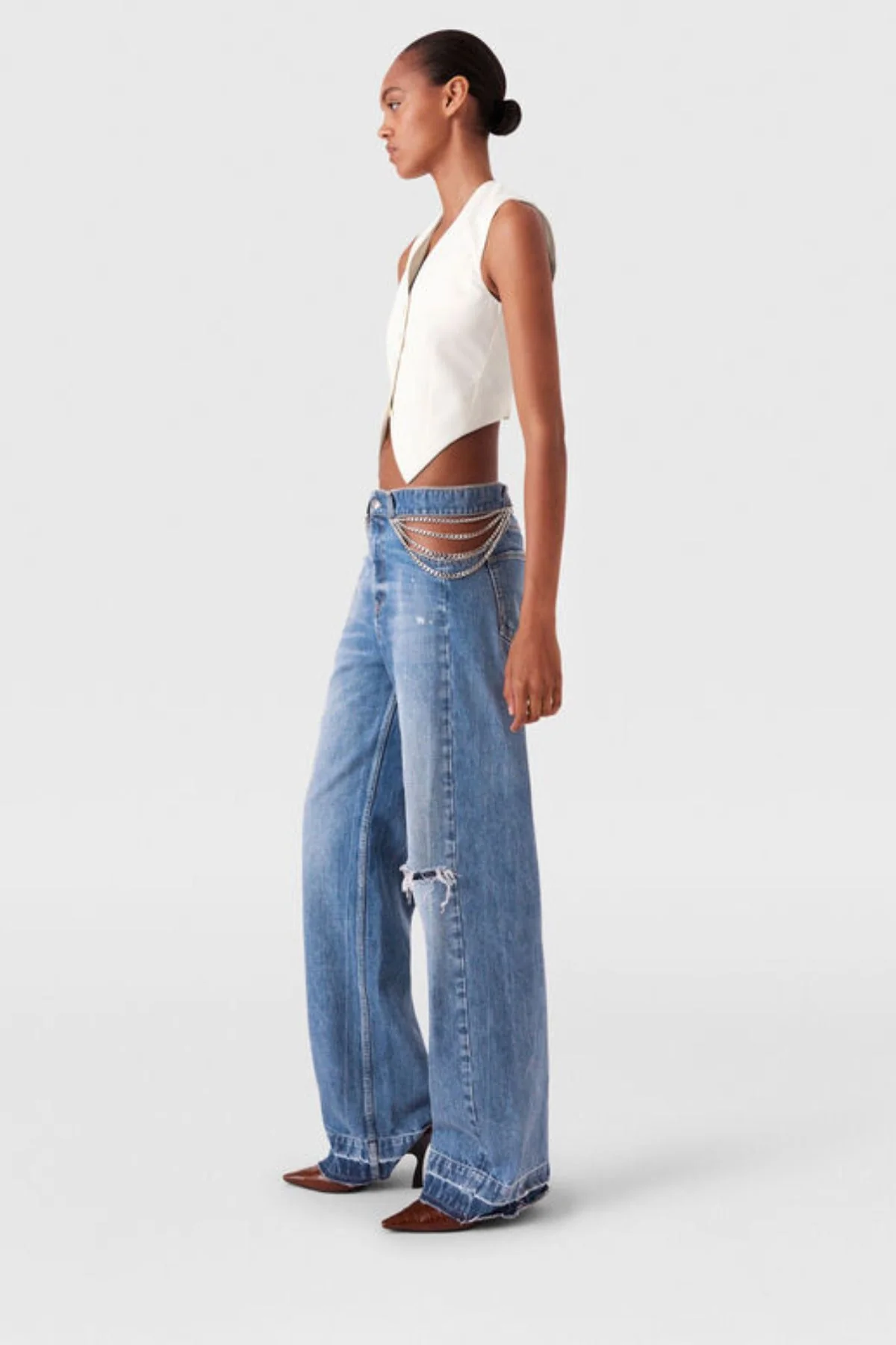 Stella McCartney Cropped Tailored Wool Vest - Cream - Image 3
