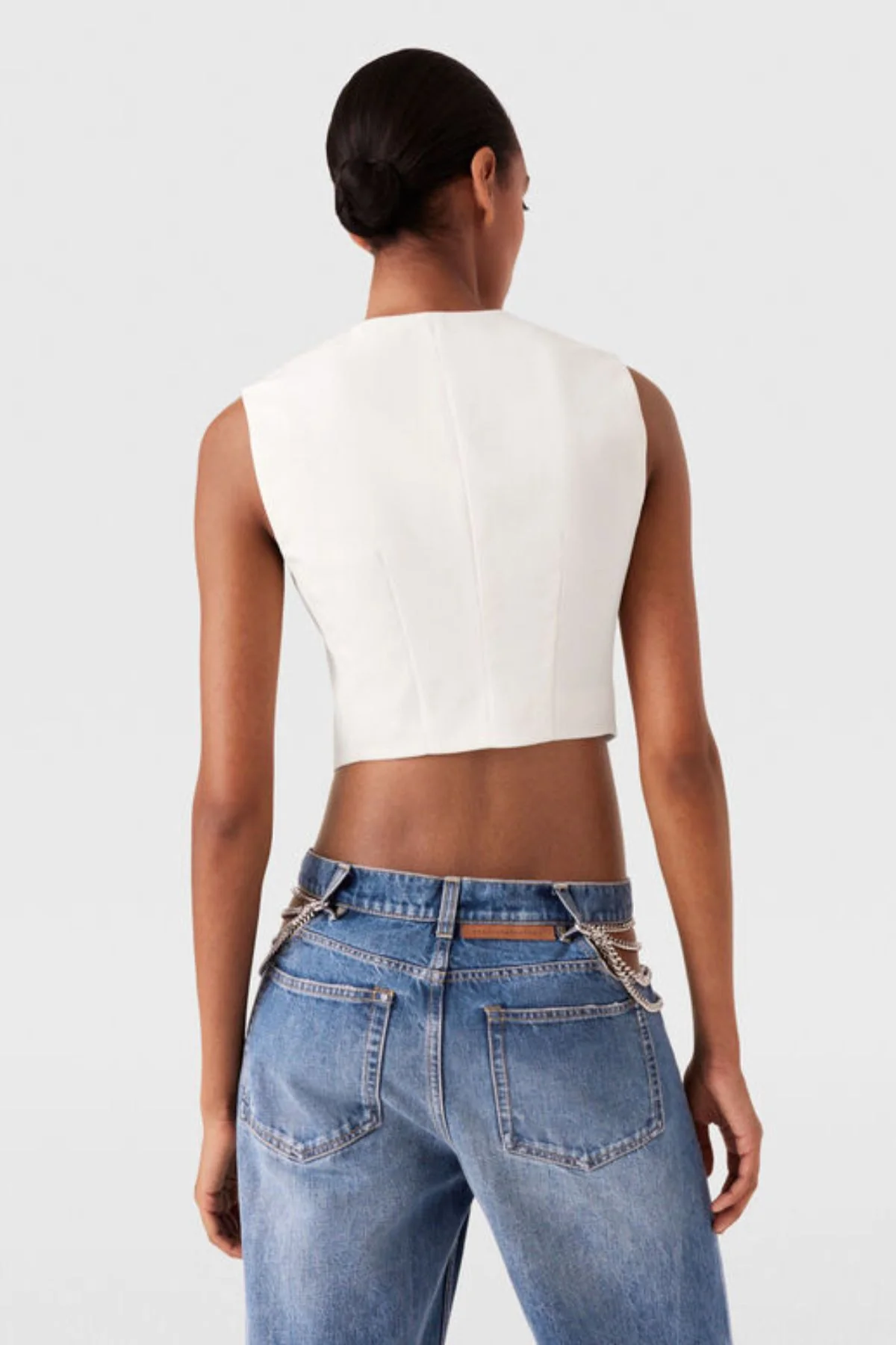 Stella McCartney Cropped Tailored Wool Vest - Cream - Image 4