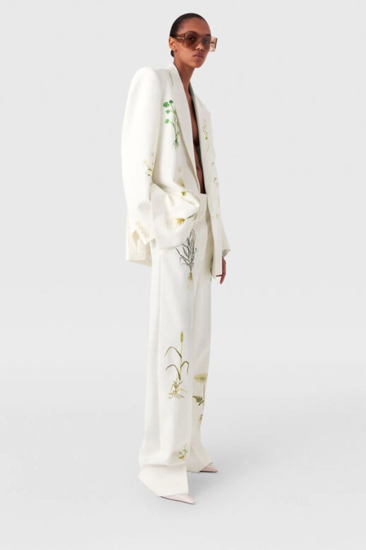 Stella McCartney Floral Double Breasted Blazer - Cream - Image 3