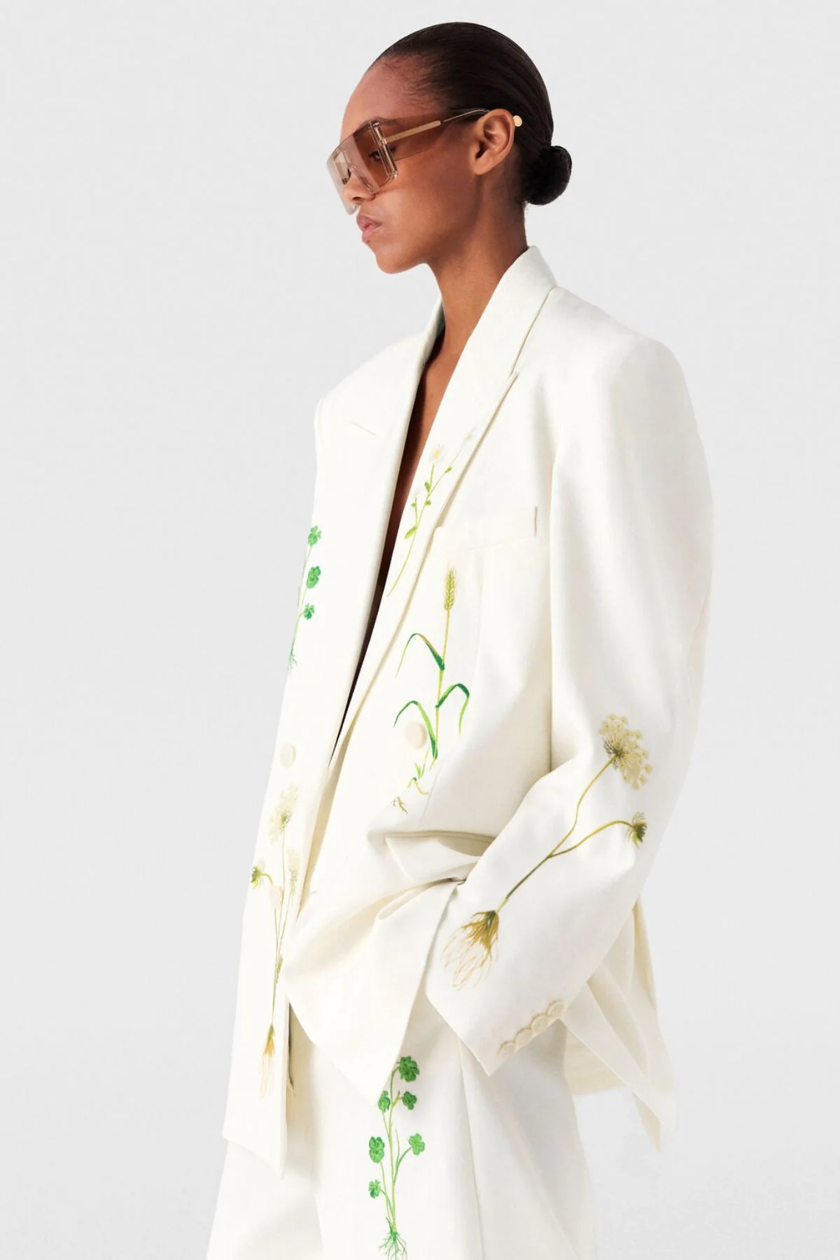 Stella McCartney Floral Double Breasted Blazer - Cream - Image 5