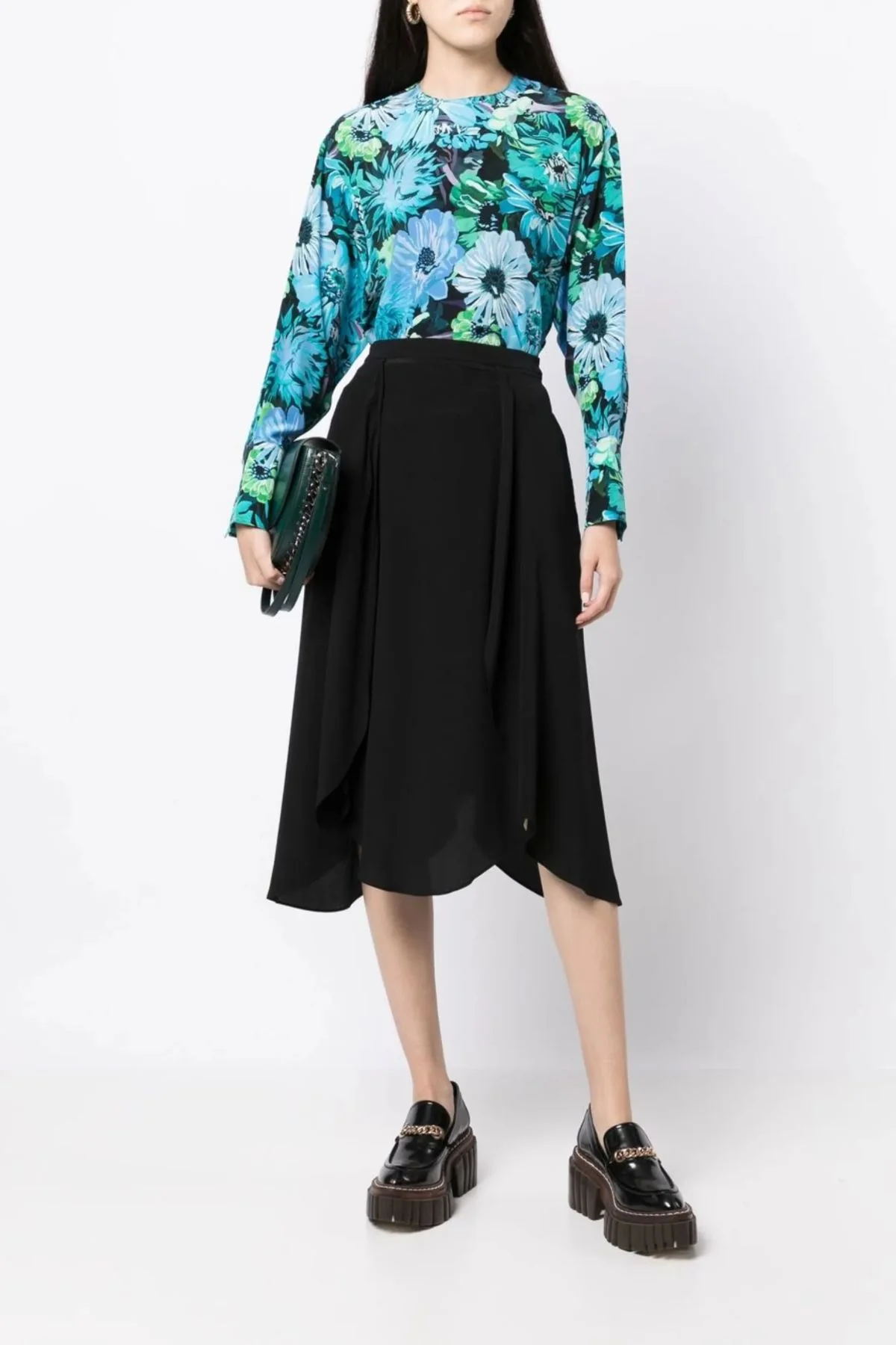 Stella McCartney 6T00193AS201 Flower Print Top Silk CDC 8525 Multicolour Blue - Image 2