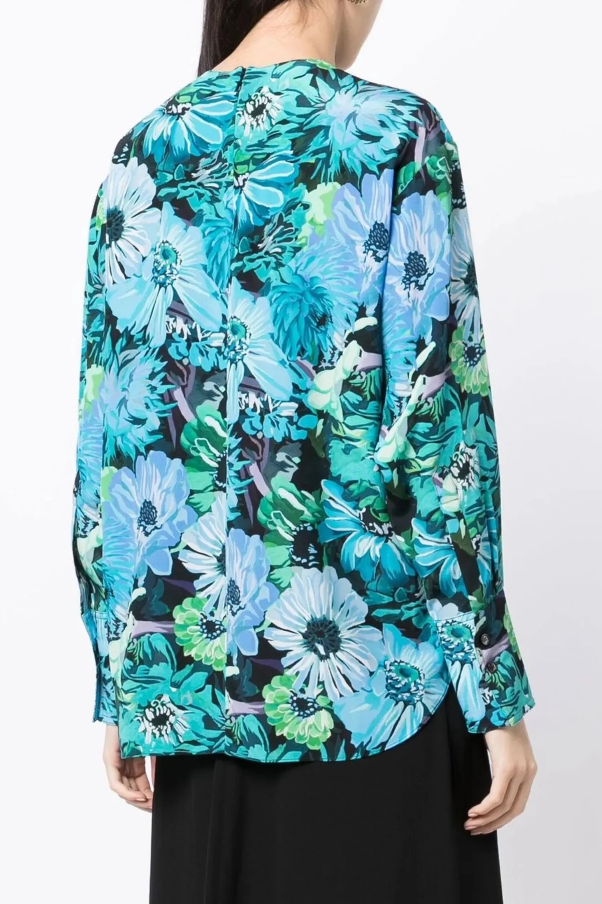 Stella McCartney 6T00193AS201 Flower Print Top Silk CDC 8525 Multicolour Blue - Image 3