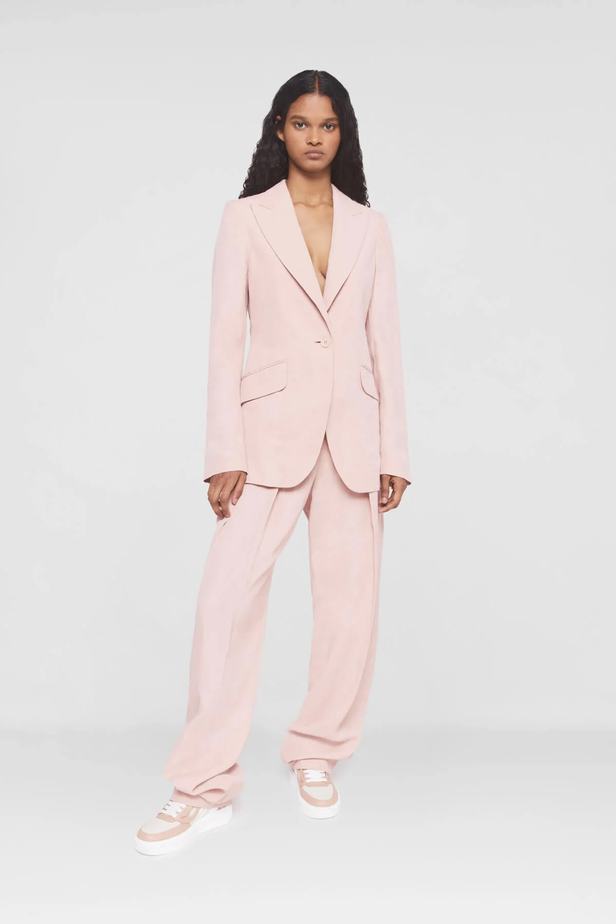 Stella McCartney Fluid Linen Pleat Front Trousers - Rose - Image 2
