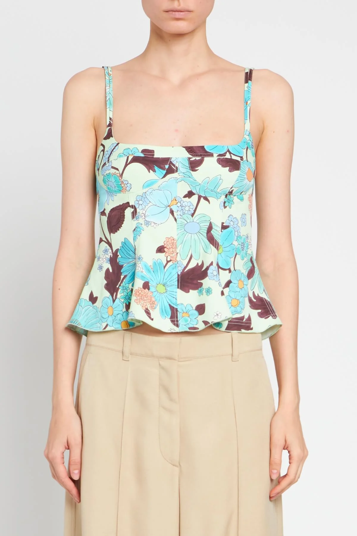 Stella McCartney Garden Print Peplum Top - Multi Mint - Image 2