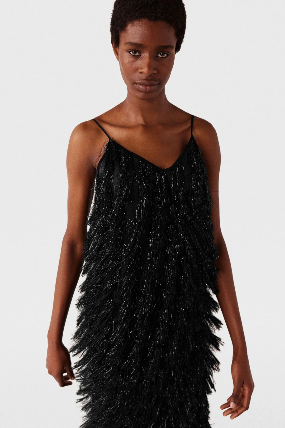 Stella McCartney Glitter Tassels Cami Top - Black Glitter - Image 3