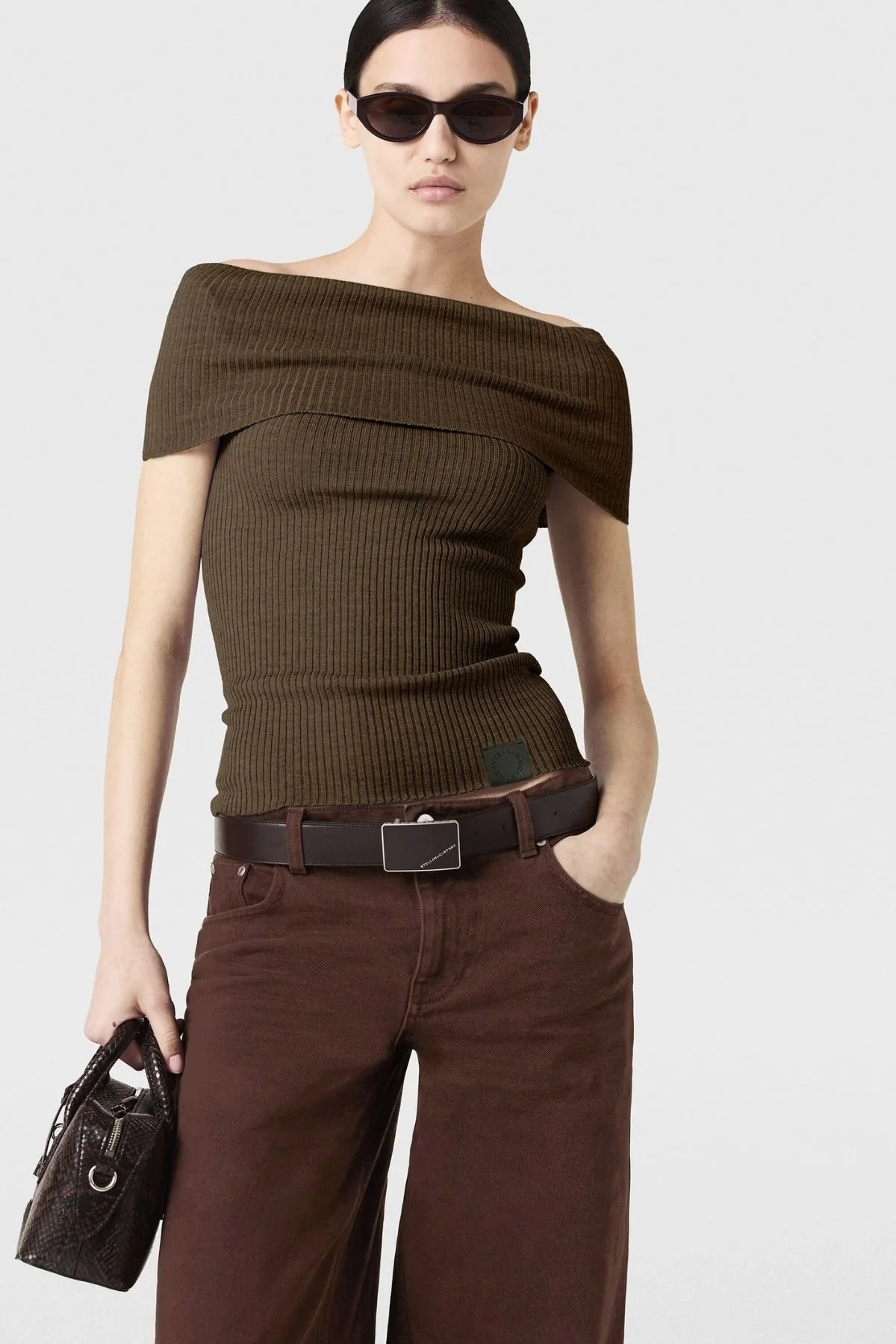 Stella McCartney Off Shoulder Top - Olive - Image 2