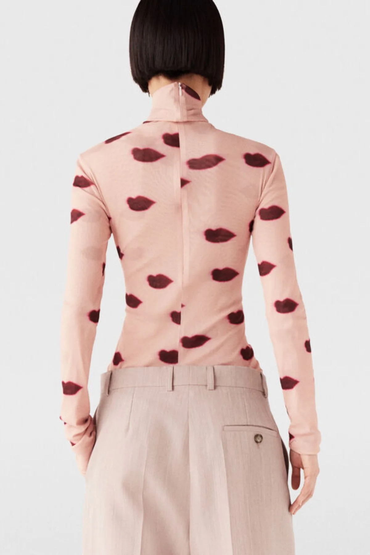 Stella McCartney Lips Print Turtleneck Top - Dusty Rose - Image 3