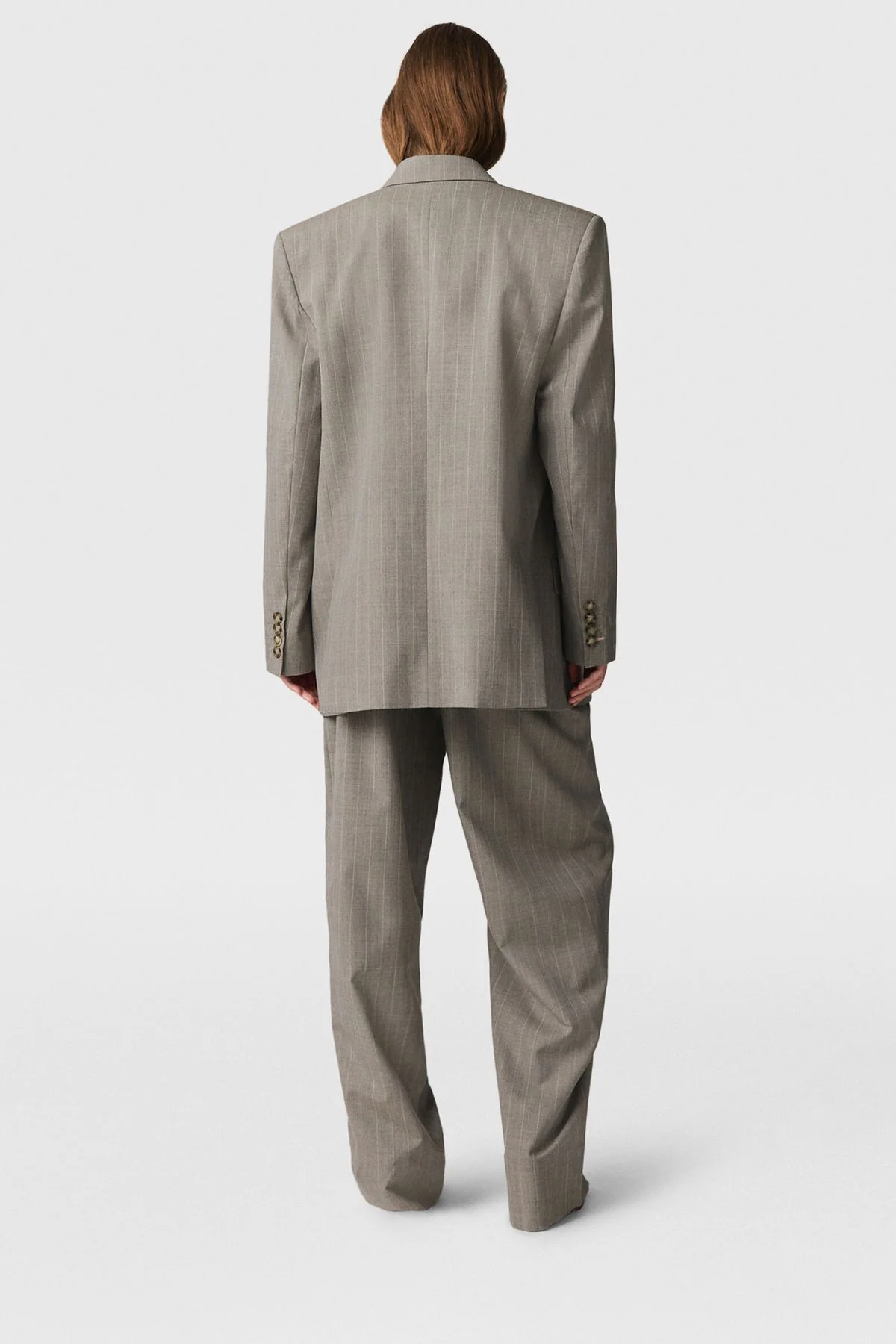Stella McCartney Melange Stripe Balloon Trouser - Stone - Image 3