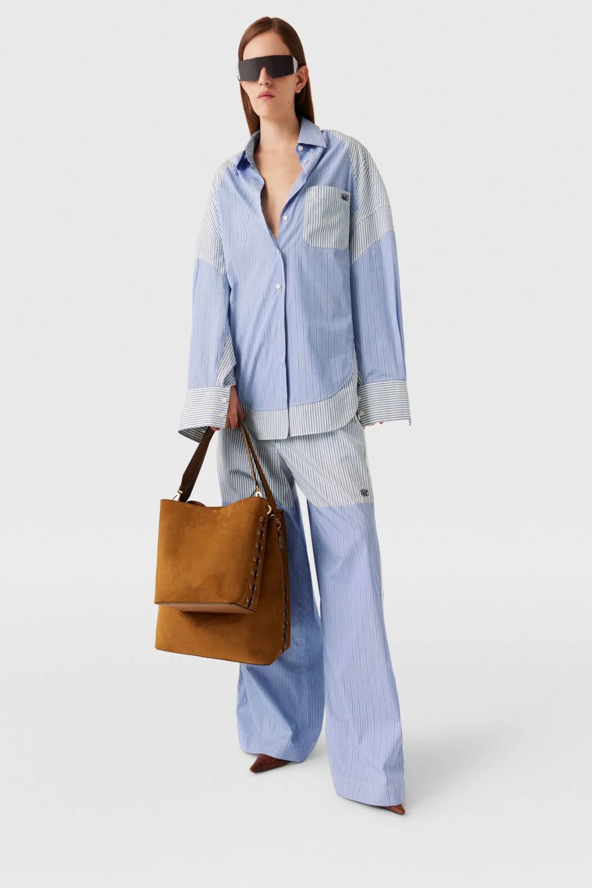 Stella McCartney Mixed Striped Boyfriend Shirt - Multi Blue - Image 2