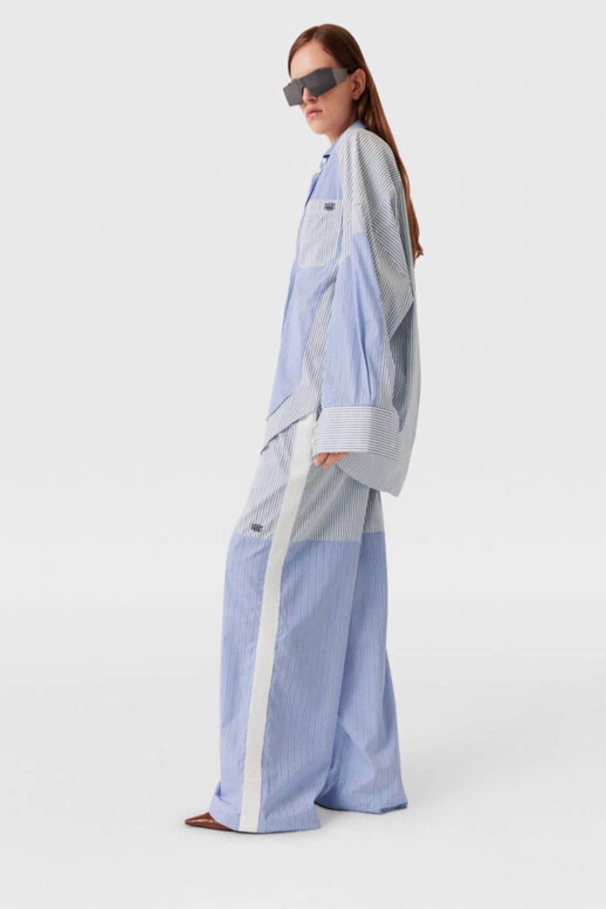 Stella McCartney Mixed Striped Boyfriend Shirt - Multi Blue - Image 3