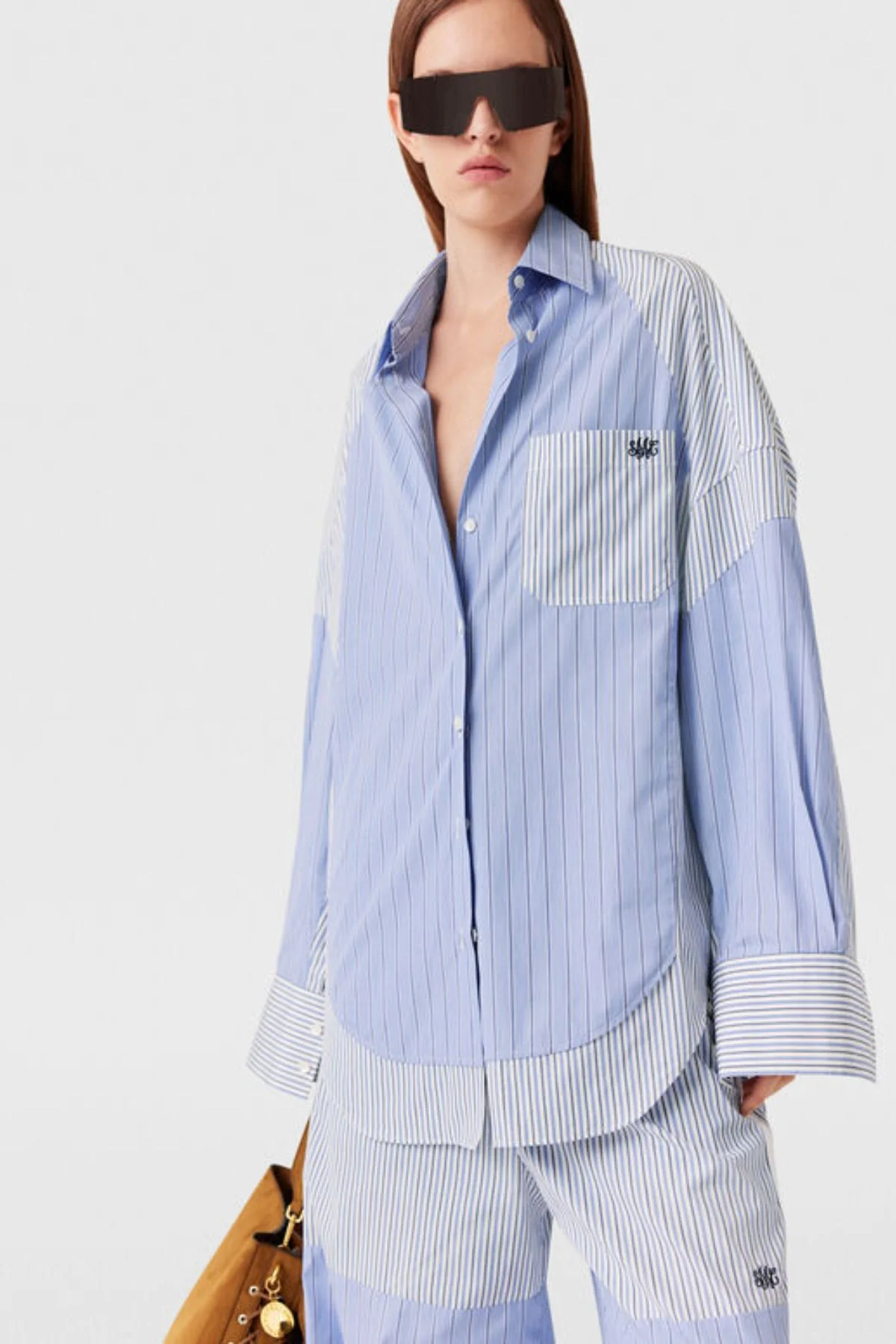 Stella McCartney Mixed Striped Boyfriend Shirt - Multi Blue - Image 6