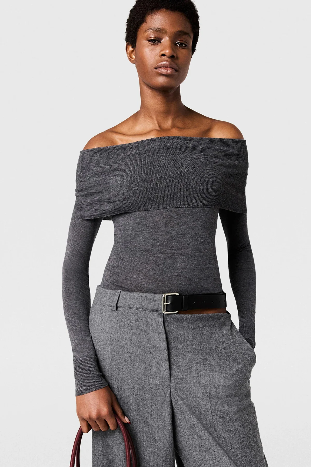 Stella McCartney Off Shoulder Knit - Dark Grey Mel - Image 3