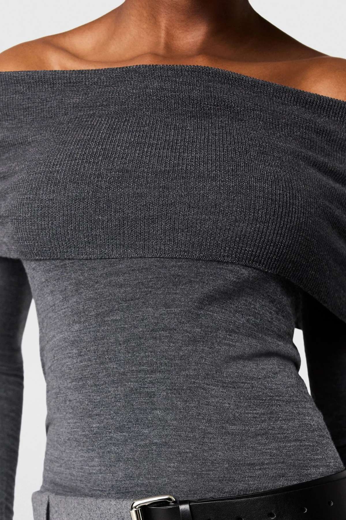 Stella McCartney Off Shoulder Knit - Dark Grey Mel - Image 4