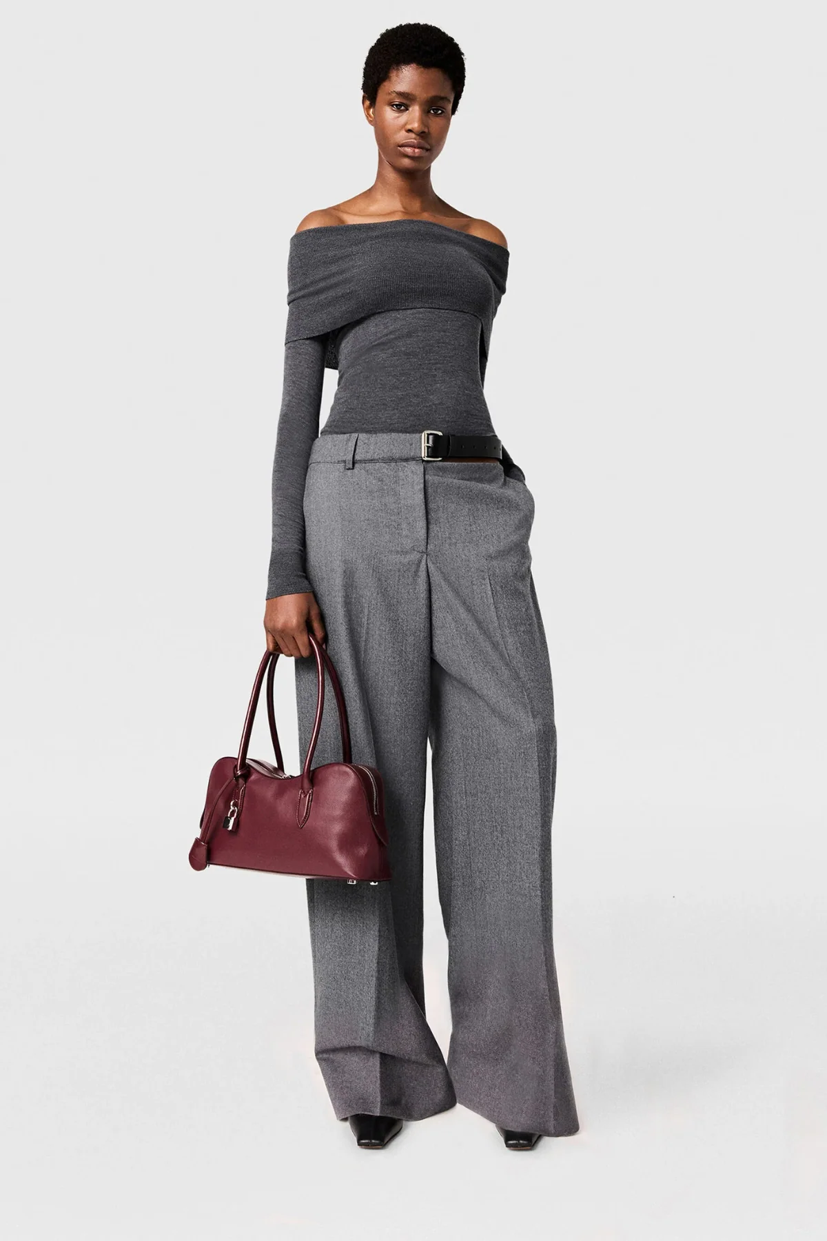 Stella McCartney Off Shoulder Knit - Dark Grey Mel - Image 5