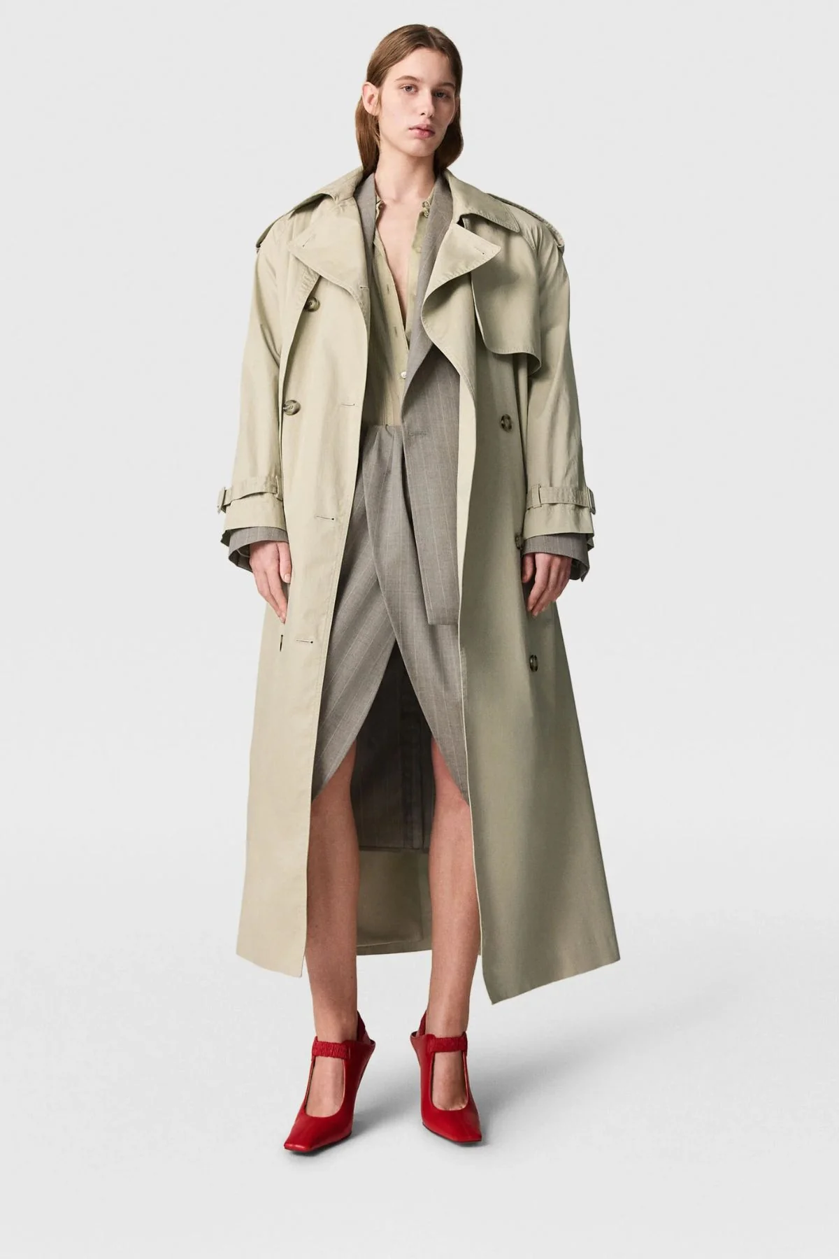 Stella McCartney Padded Shoulder Trench - Pebble - Image 2
