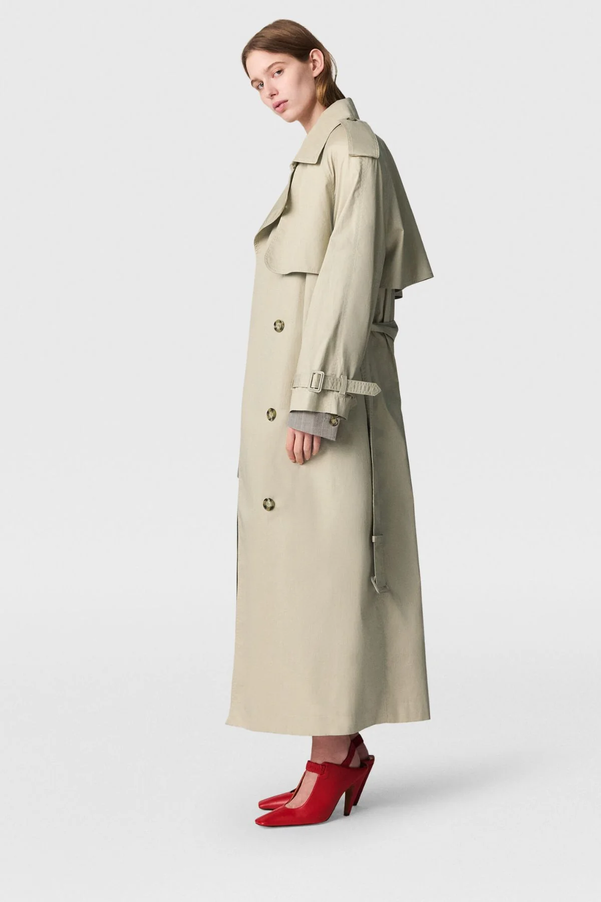 Stella McCartney Padded Shoulder Trench - Pebble - Image 3