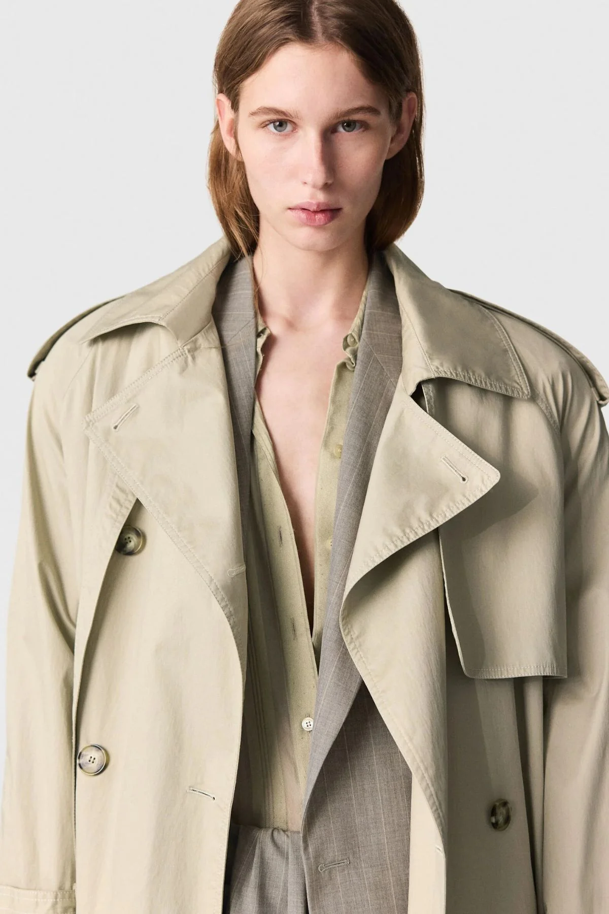 Stella McCartney Padded Shoulder Trench - Pebble - Image 4
