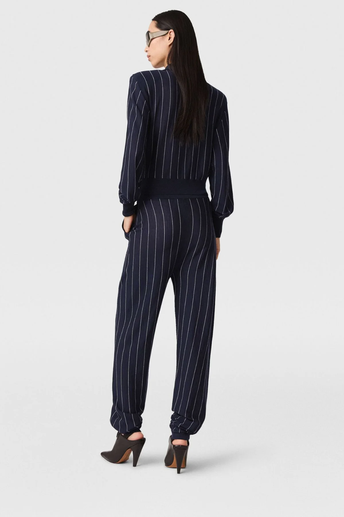 Stella McCartney Pinstripe Light Knit Polo - Ink/ White - Image 3