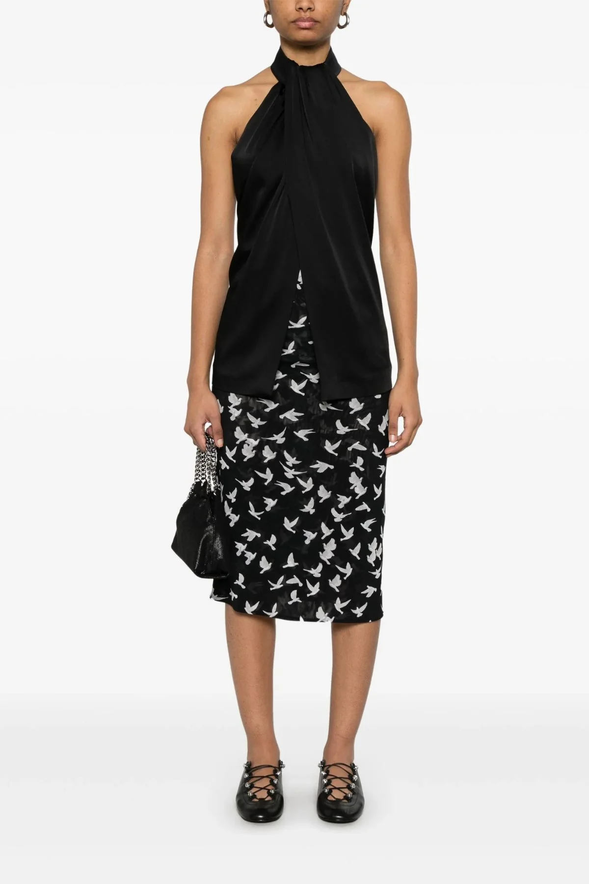 Stella McCartney Satin Halterneck Top - Black - Image 2