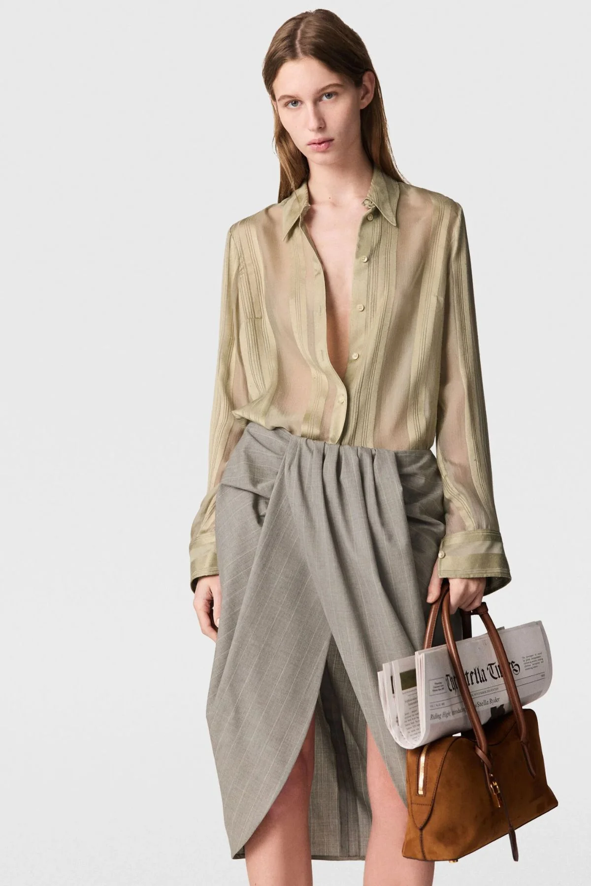 Stella McCartney Sheer Stripe Fitted Shirt - Sage - Image 2