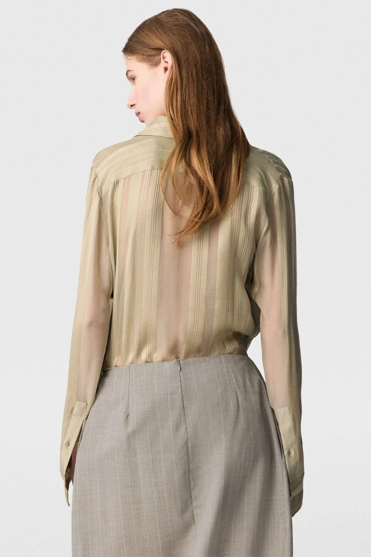 Stella McCartney Sheer Stripe Fitted Shirt - Sage - Image 3