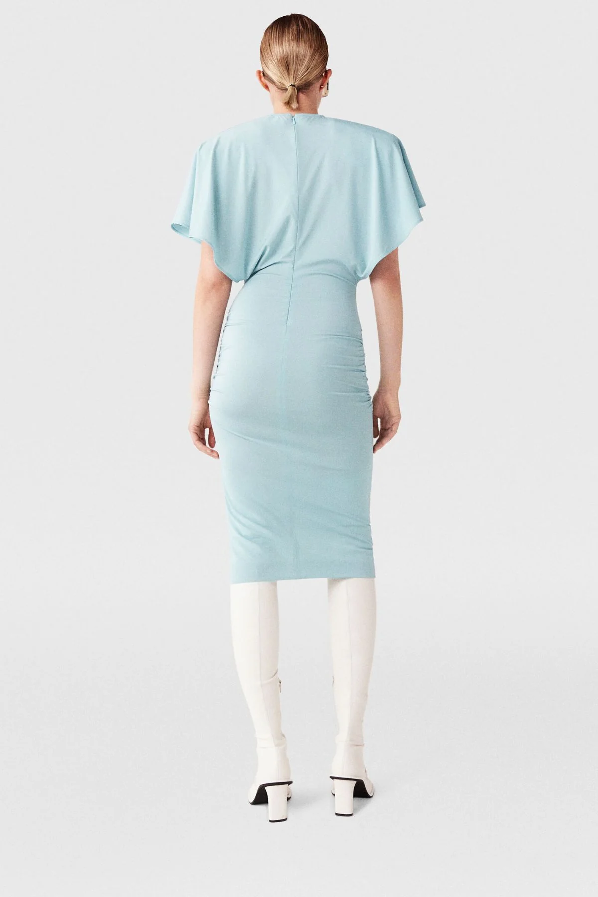Stella McCartney Strong Shoulder Short Sleeve Midi Dress - Light Blue - Image 4