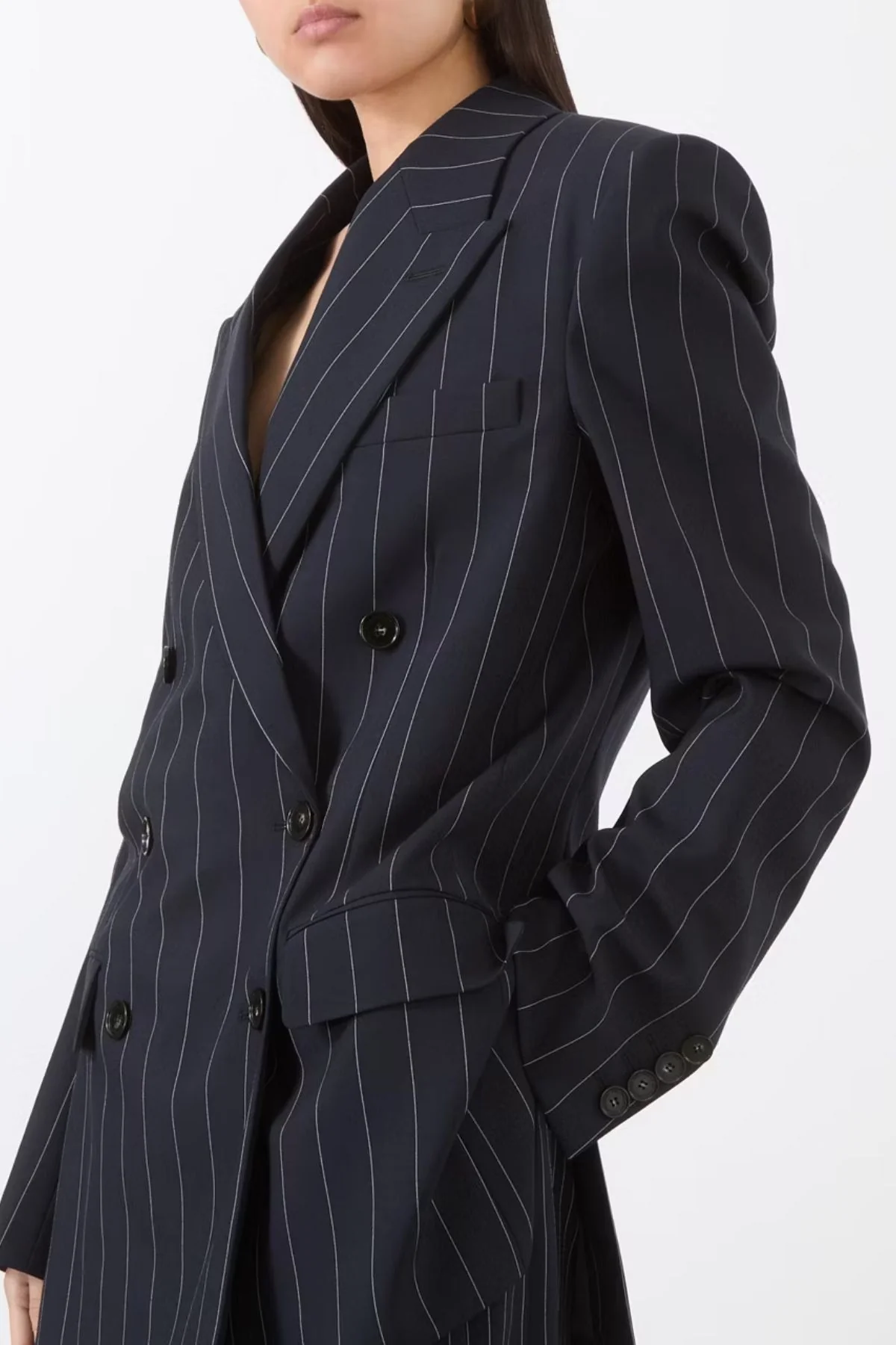 Stella McCartney Wide Pinstripe Blazer - Ink - Image 4