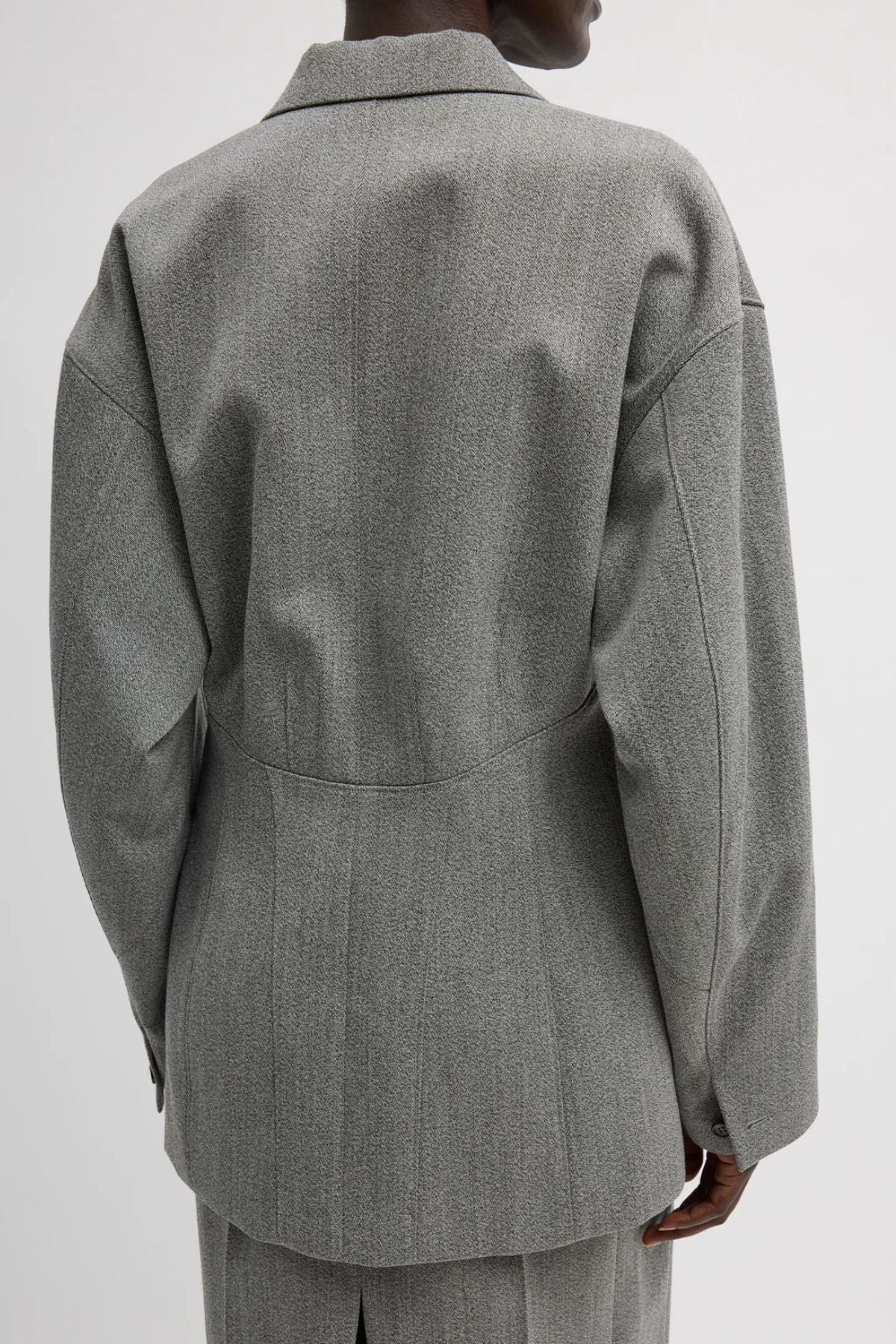 Tibi Wool Sculpted Blazer - Grey Multi - Image 3
