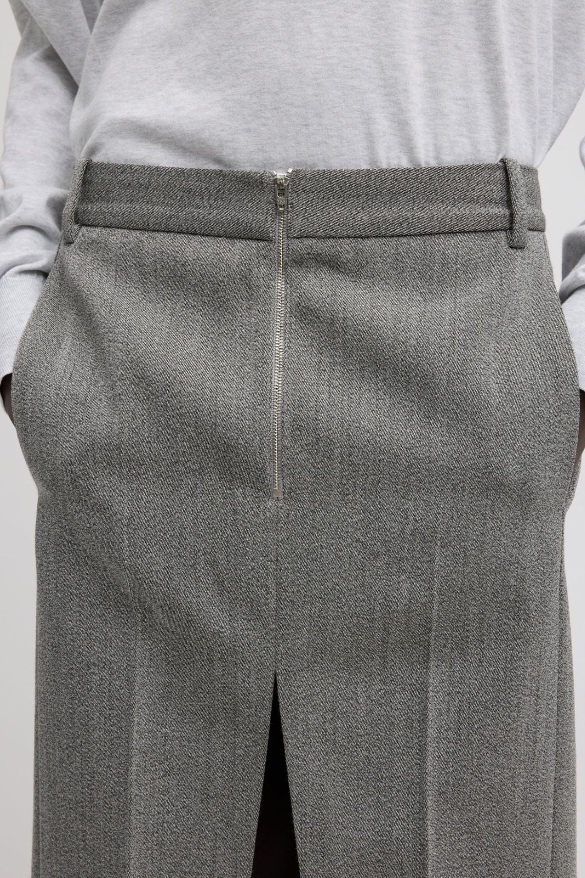 Tibi Zip Front Midi Trouser Skirt - Grey Multi - Image 2