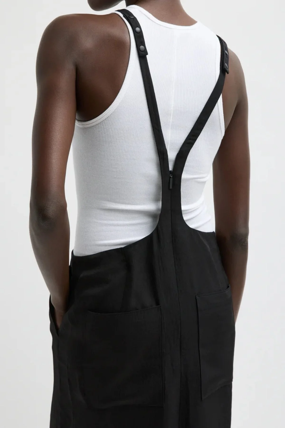 Tibi Summer Acetate Crinkle Overall Skirt - Black - Image 4