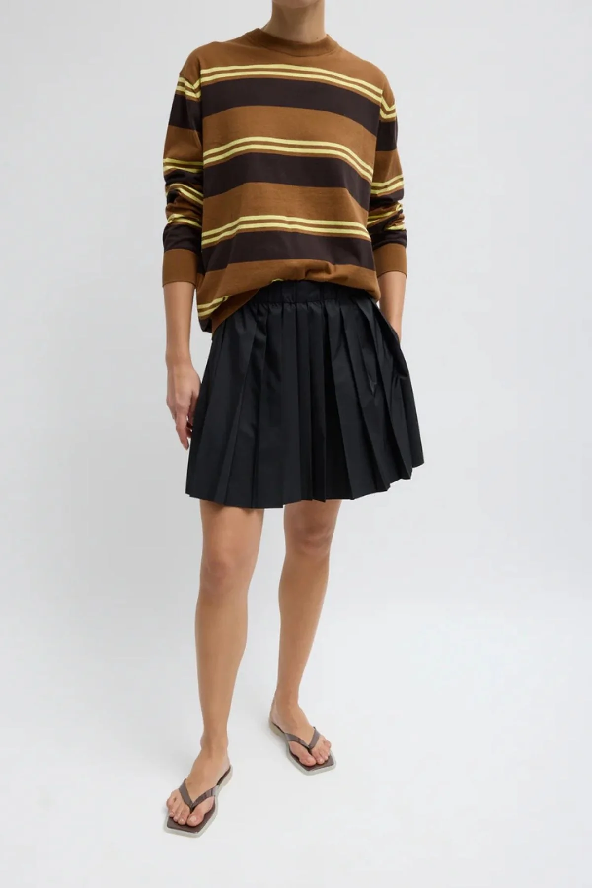 Tibi Summer Nylon Pull On Skirt - Black