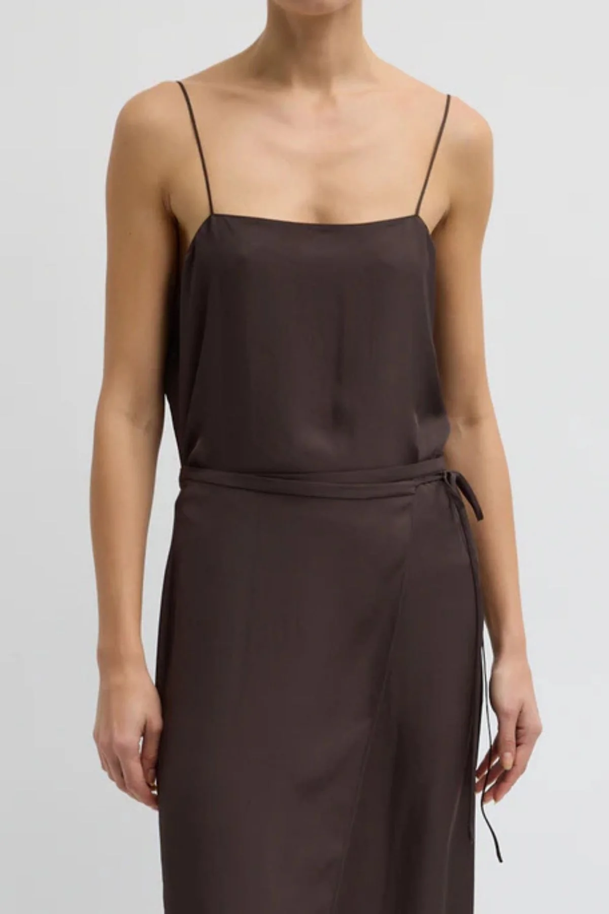 Tibi Summer Slip Cami - Chocolate Brown - Image 4