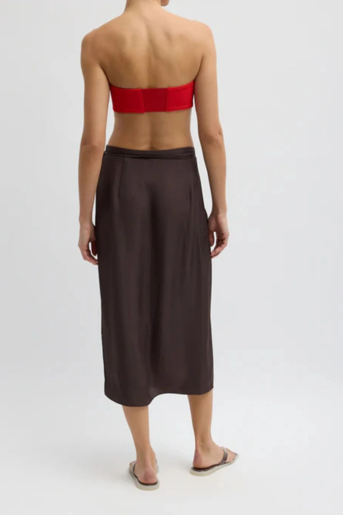 Tibi Summer Slip Wrap Skirt - Chocolate Brown - Image 3