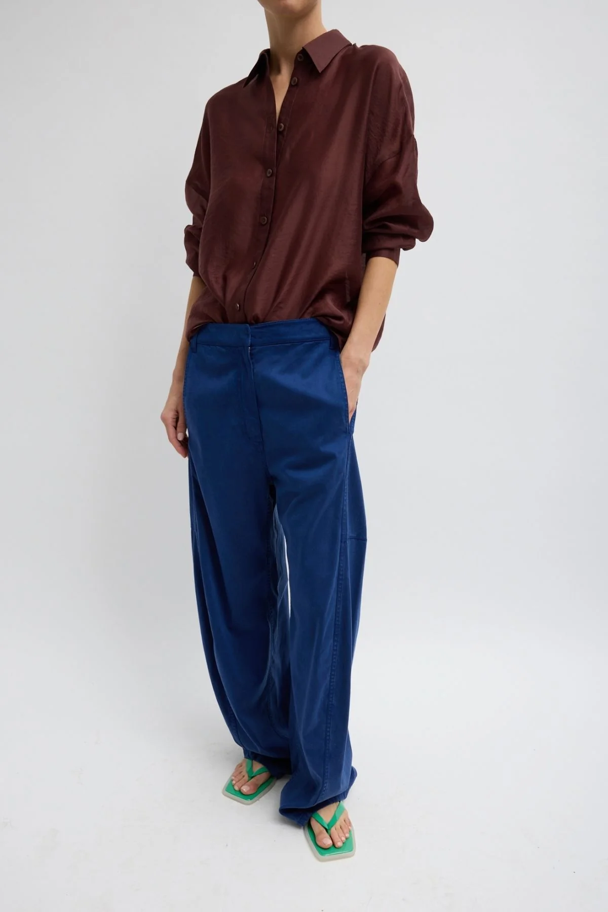 Tibi Summer Voile Oversized Shirt - Russet Brown