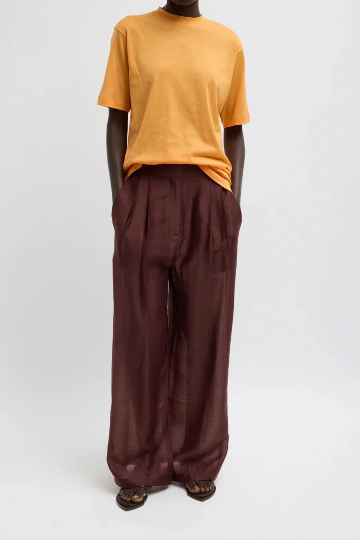 Tibi Summer Voile Stella Pant - Russet Brown