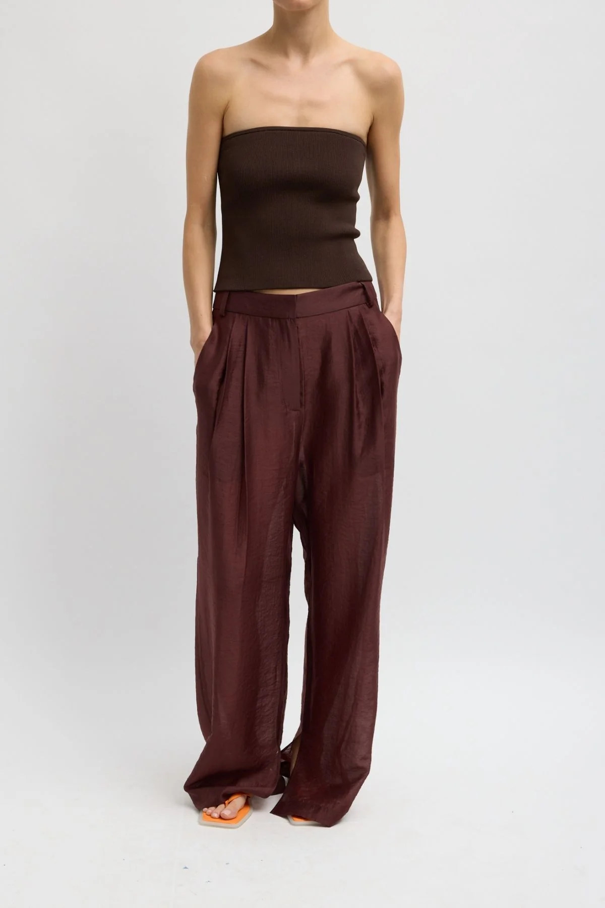 Tibi Summer Voile Stella Pant - Russet Brown - Image 8