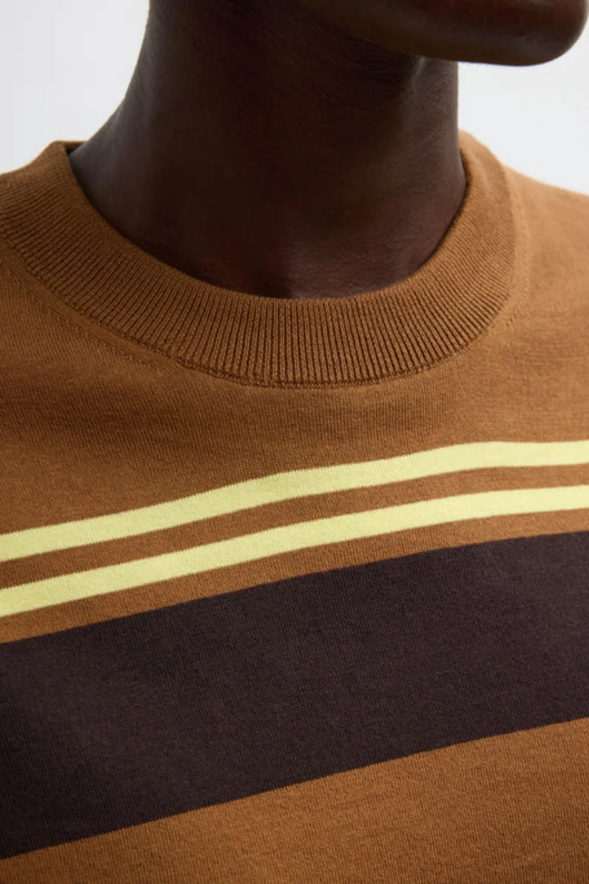 Tibi  Super Fine Gauge Striped Perfect Crewneck - Brown Multi - Image 4