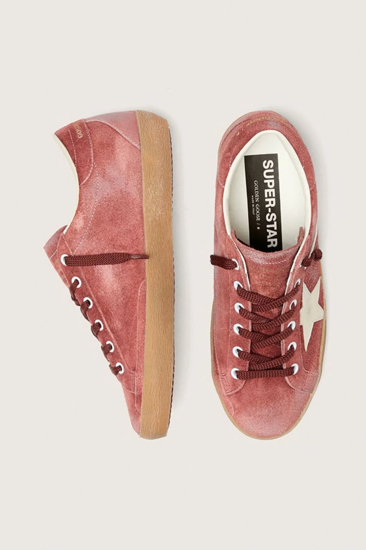 Golden Goose Super Star Waxed Suede - Red Rust/ White - Image 3