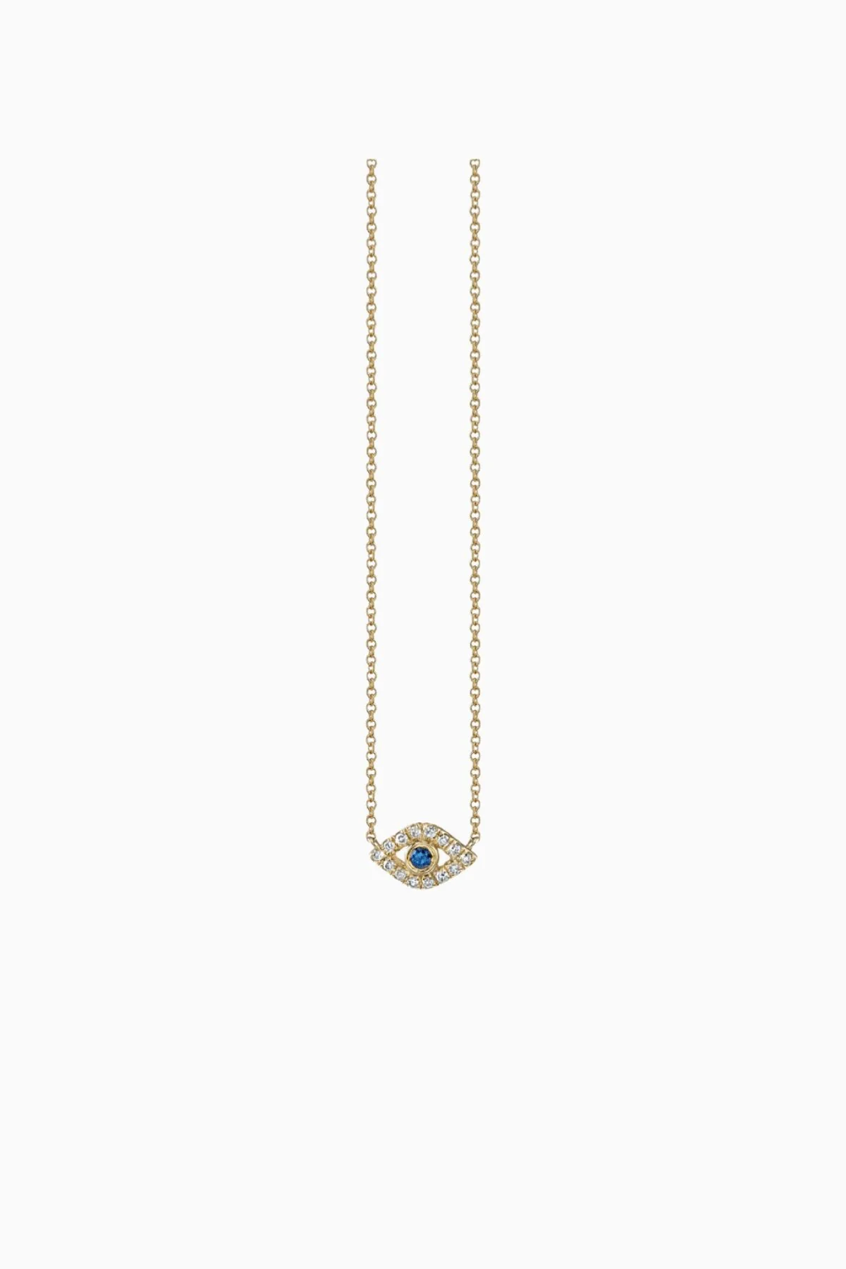 Sydney Evan Gold & Diamond Mini Bezel Eye Necklace - Yellow Gold/ Sapphire