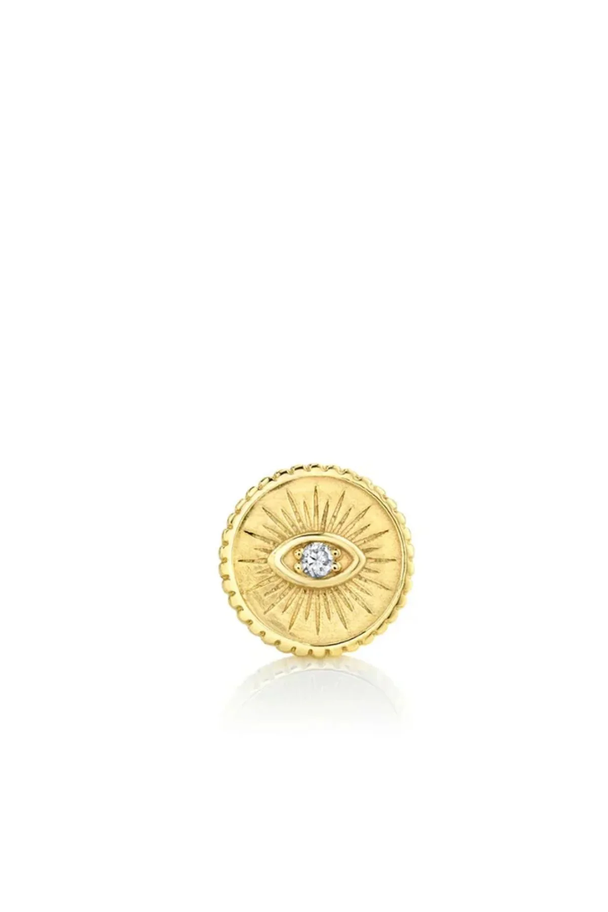 Sydney Evan Gold & Diamond Small Marquise Eye Coin Studs - Yellow Gold - Image 2