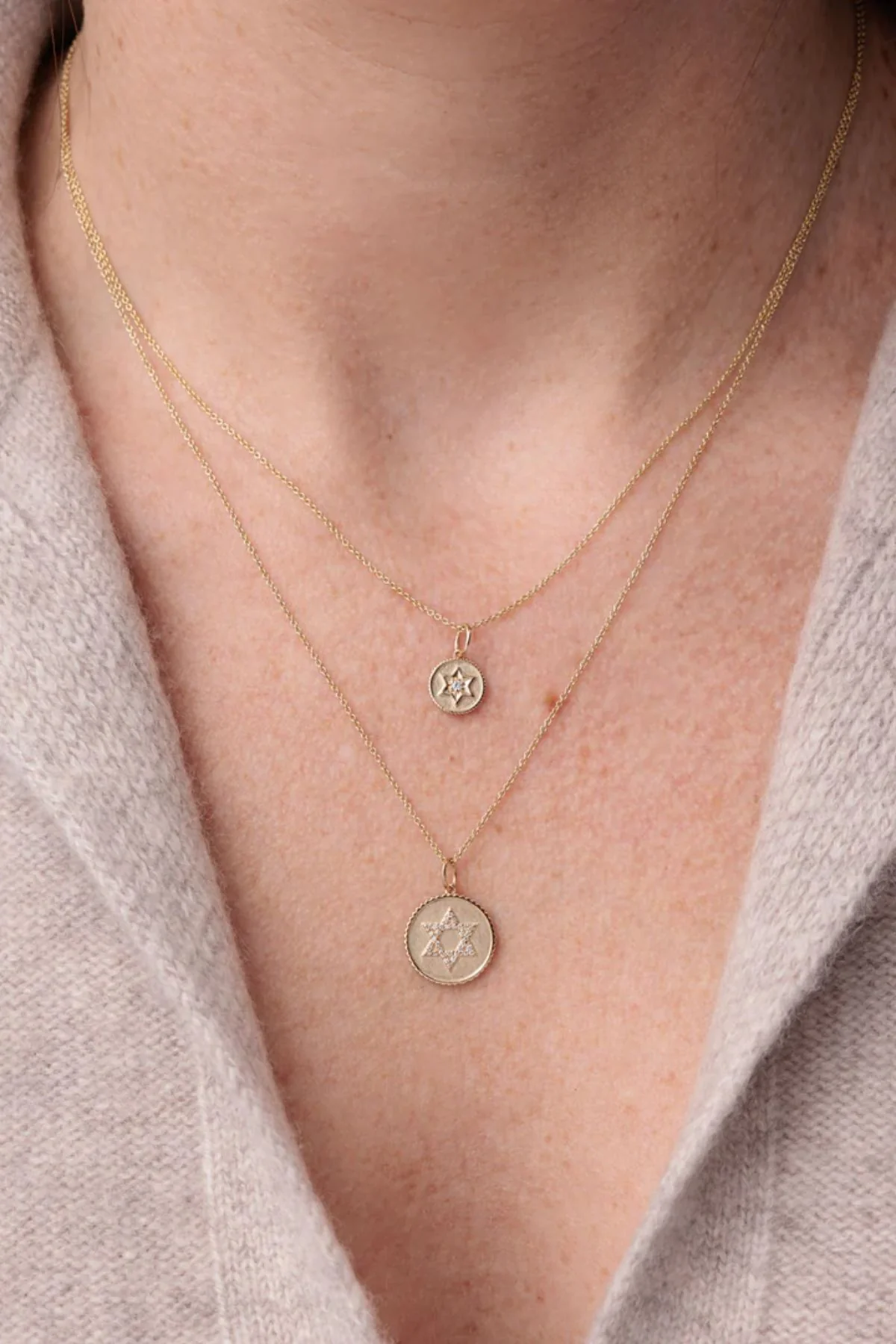 Sydney Evan Gold & Diamond Star of David Coin - Yellow Gold - Image 3